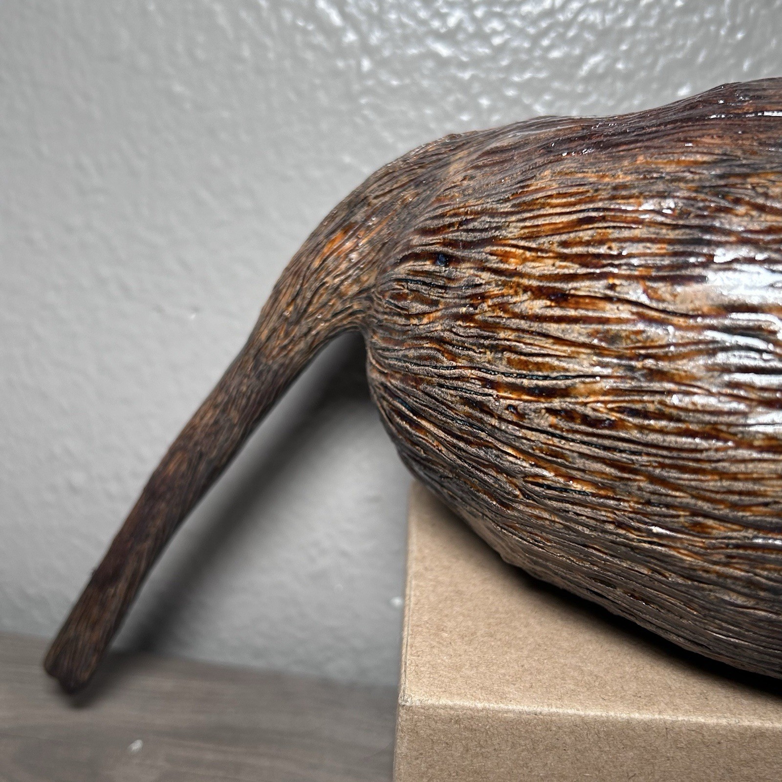 Unique Statue Figure Polystone Eggs Hatching n Log Bronze Home Decor 4.25lbs 14”