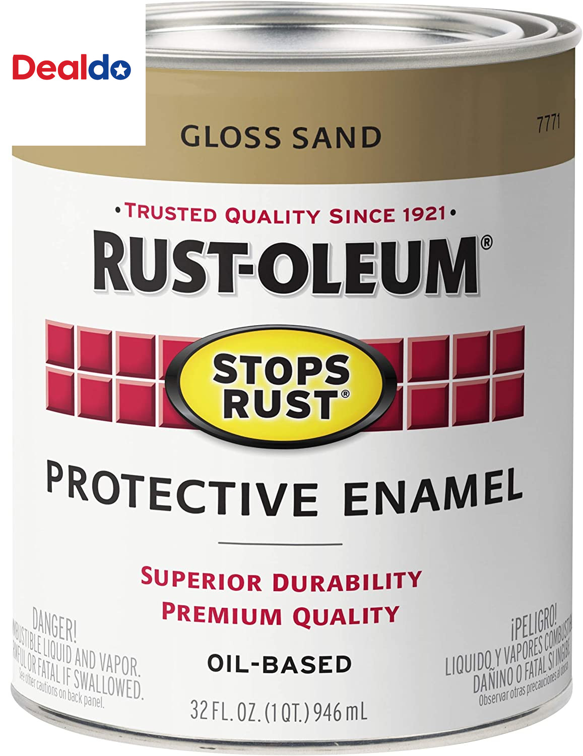 7771502 Stops Rust Brush on Paint, Quart, Gloss Sand, (Pack of 1)
