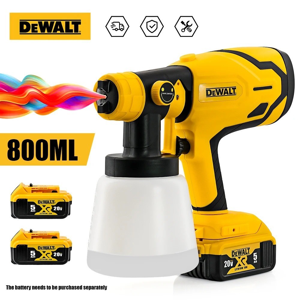 DEWALT Cordless Paint Sprayer 800ML Electric Spray Gun HVLP Wall Fence DIY