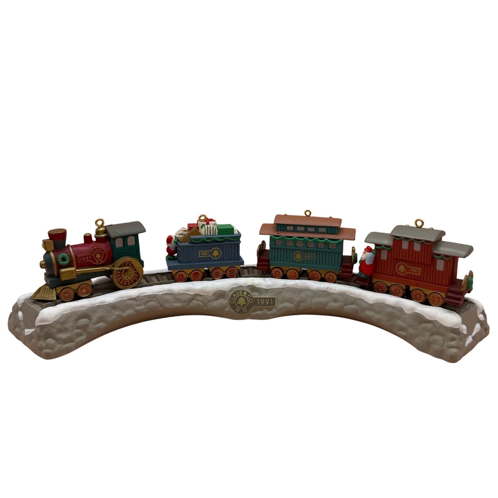 Hallmark 1991 Claus & Co RR Christmas Train Ornament Display Holiday Decor