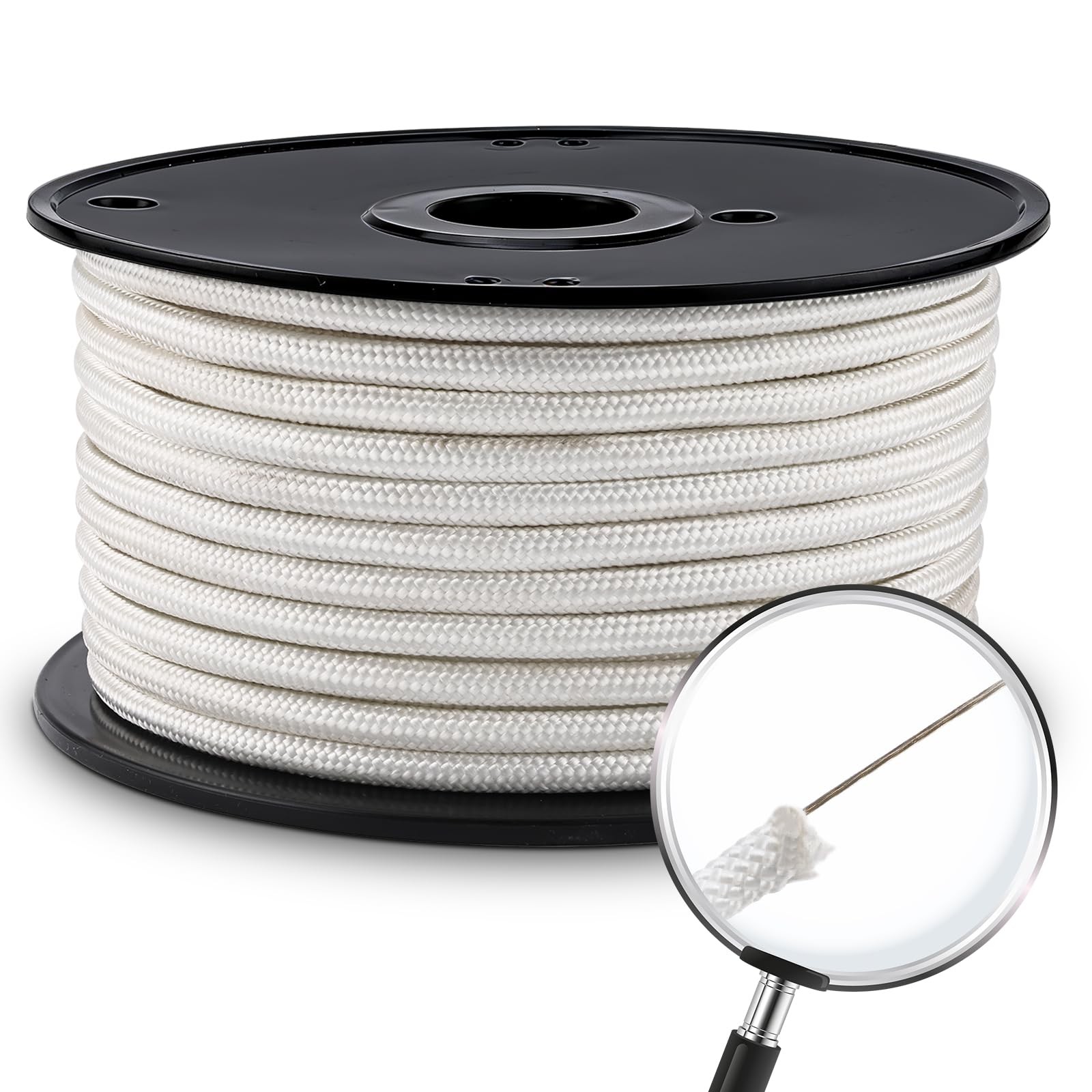 Braided Polyester Flagpole Rope Wire Steel Center Marine Grade 1/4×100 FT