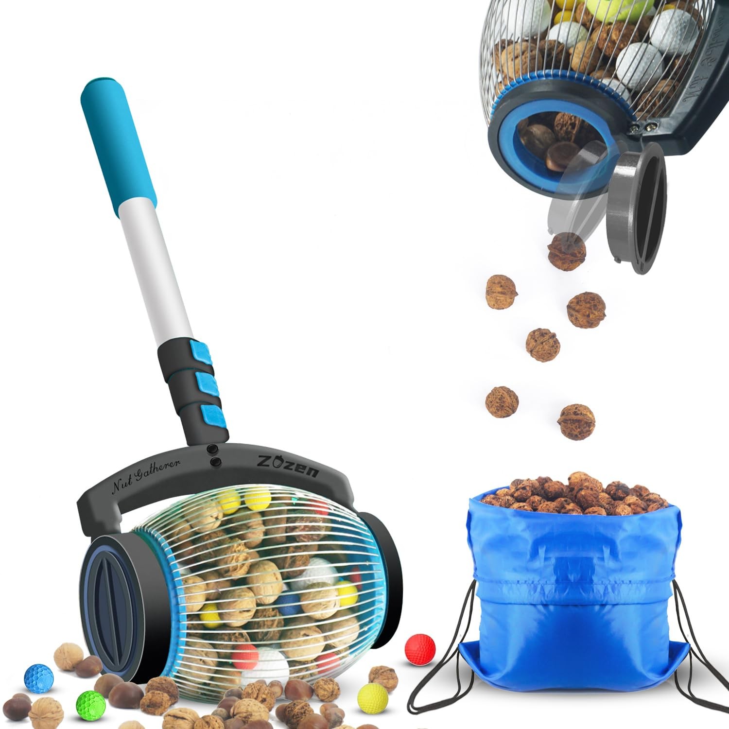 Zozen Nut Gatherer, Acorn Picker Upper, Pecan Picker Upper – Side Opening Dum…