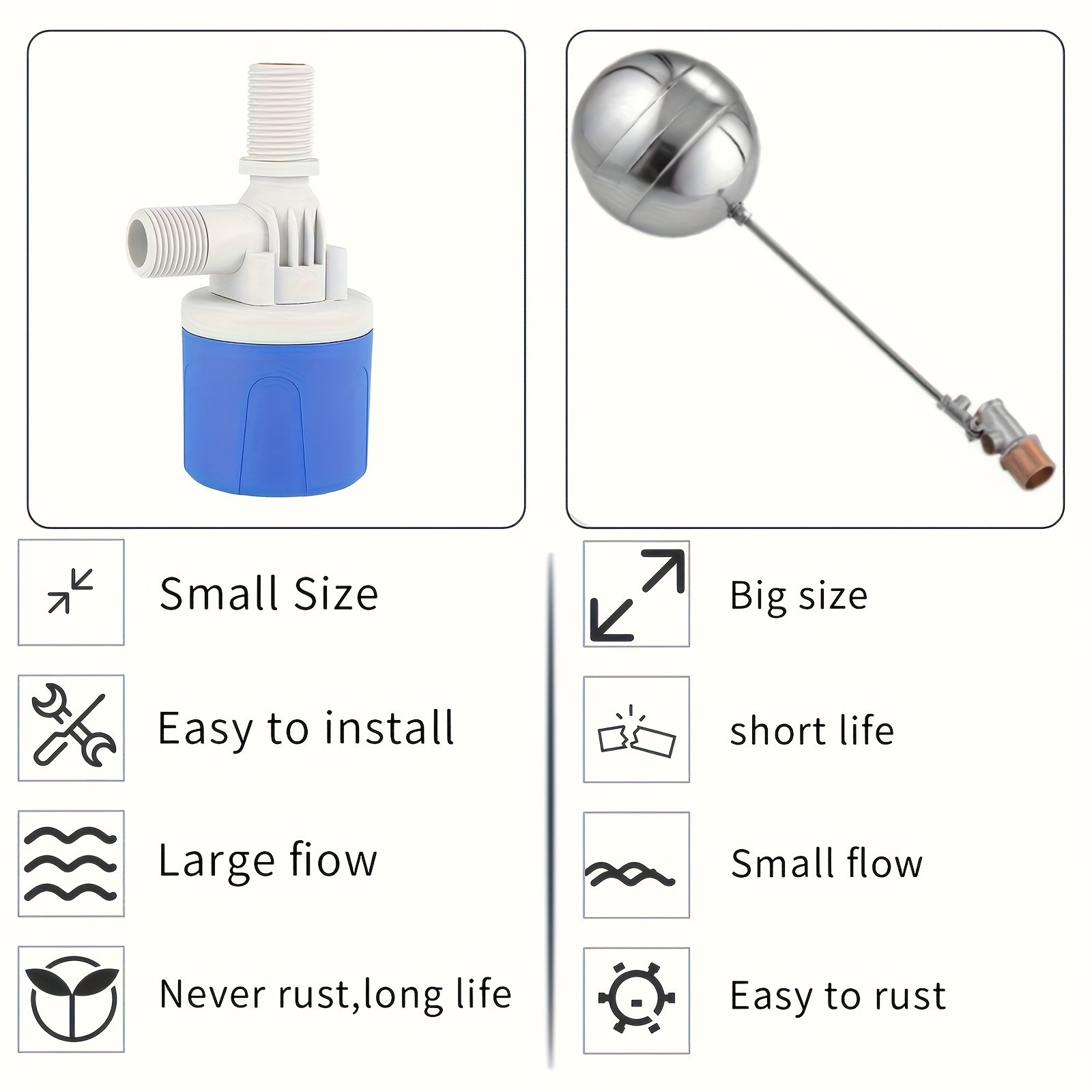 Automatic Float Valve – Rust-Resistant Water Level Controller, Easy to Install