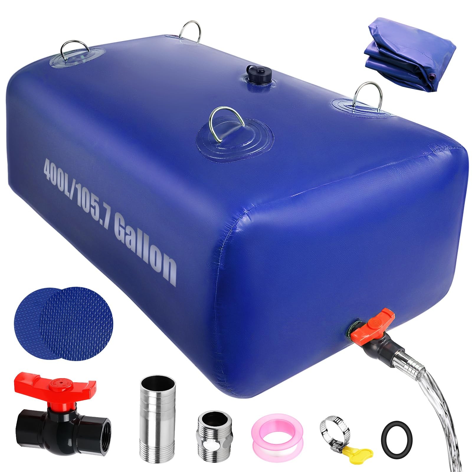 400 L/105.7 Gallon Water Storage Bladder, Foldable Portable Water Bladder Tan…