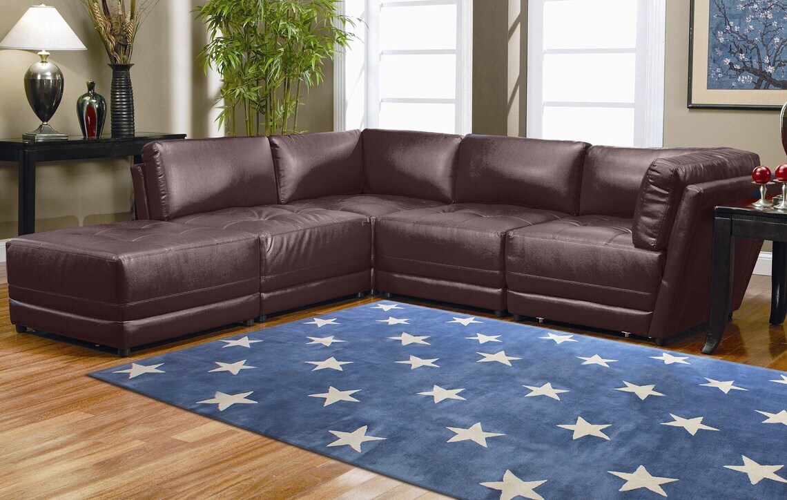 Modern Design Blue and White Colored Hand Tufted rug Made to Measure Custom Kids