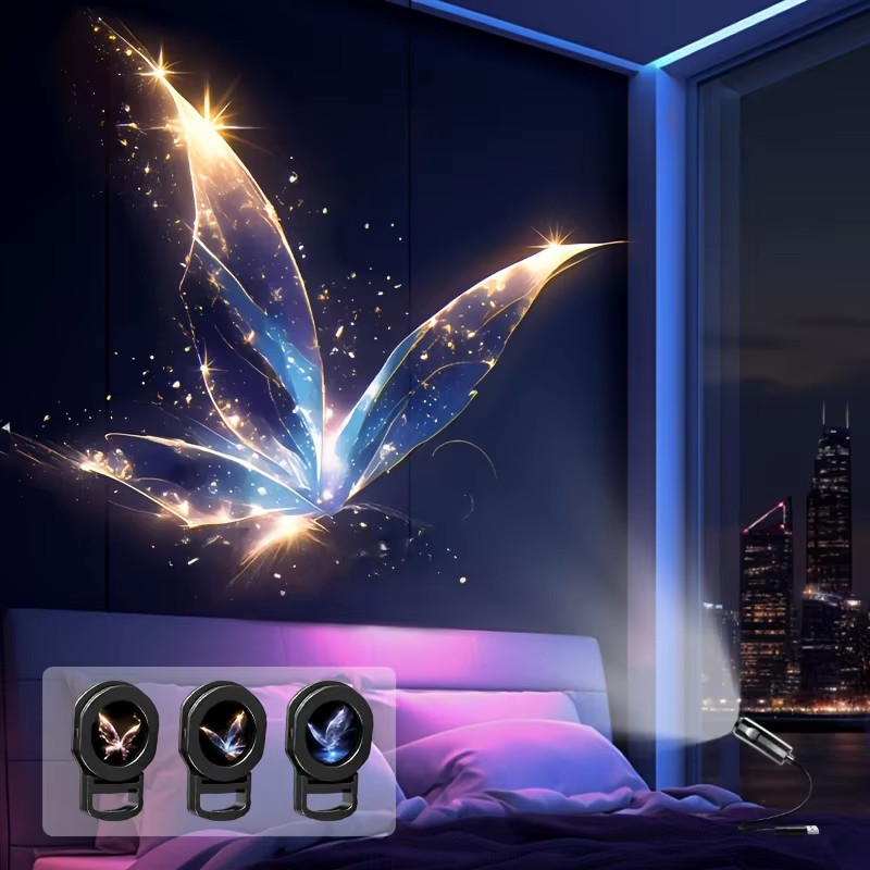LED USB Night Light Projector 6 Patterns Whale Butterfly Starfish Gift