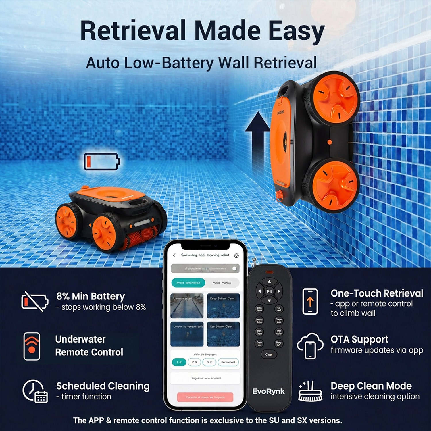 Cordless Pool Robot Cleaner-Floor/Wall/Waterline Cleaning W/App&Remote Control