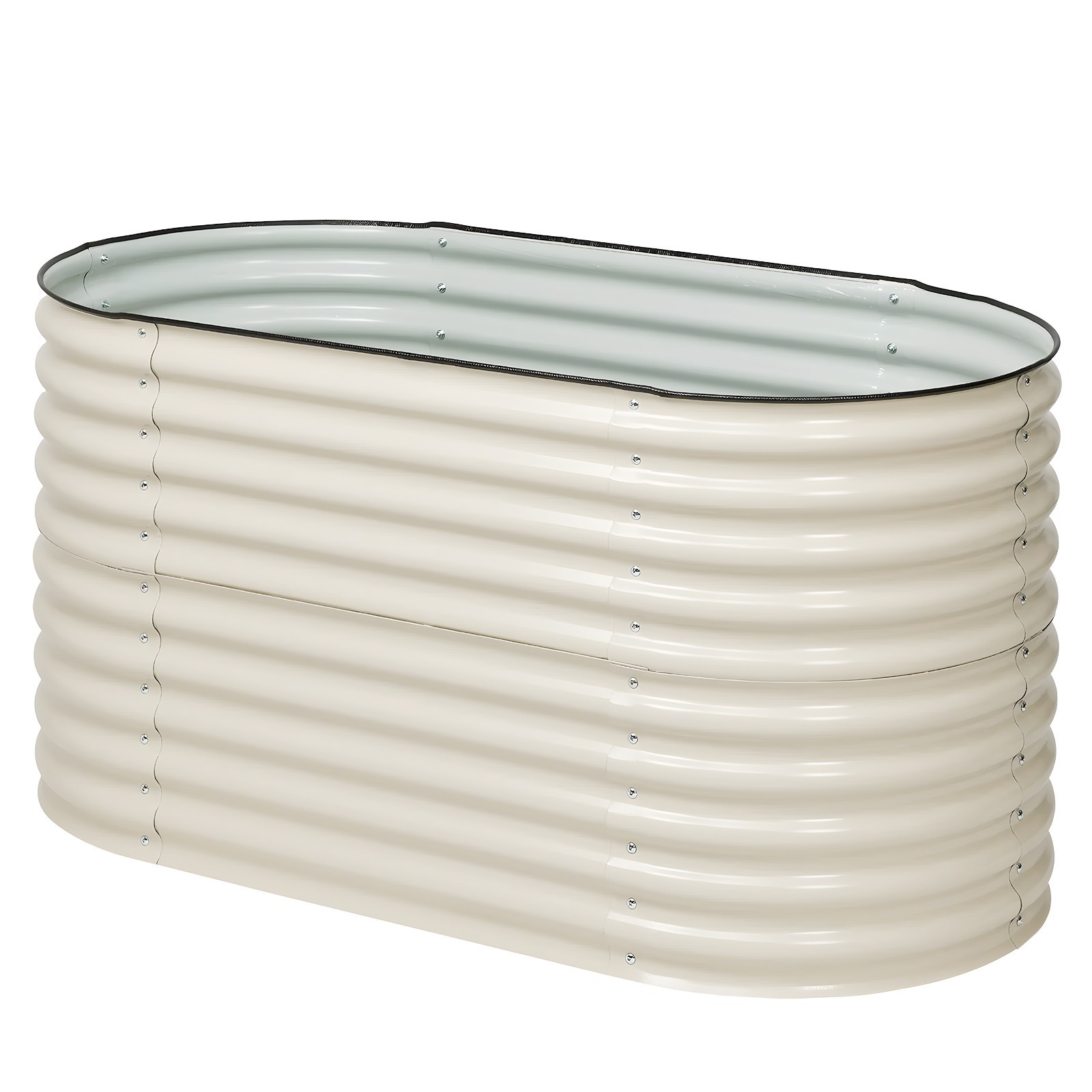 Aoodor 2-in-1 Oval Galvanized Raised Garden Bed Planter Vegetable Flower Herb