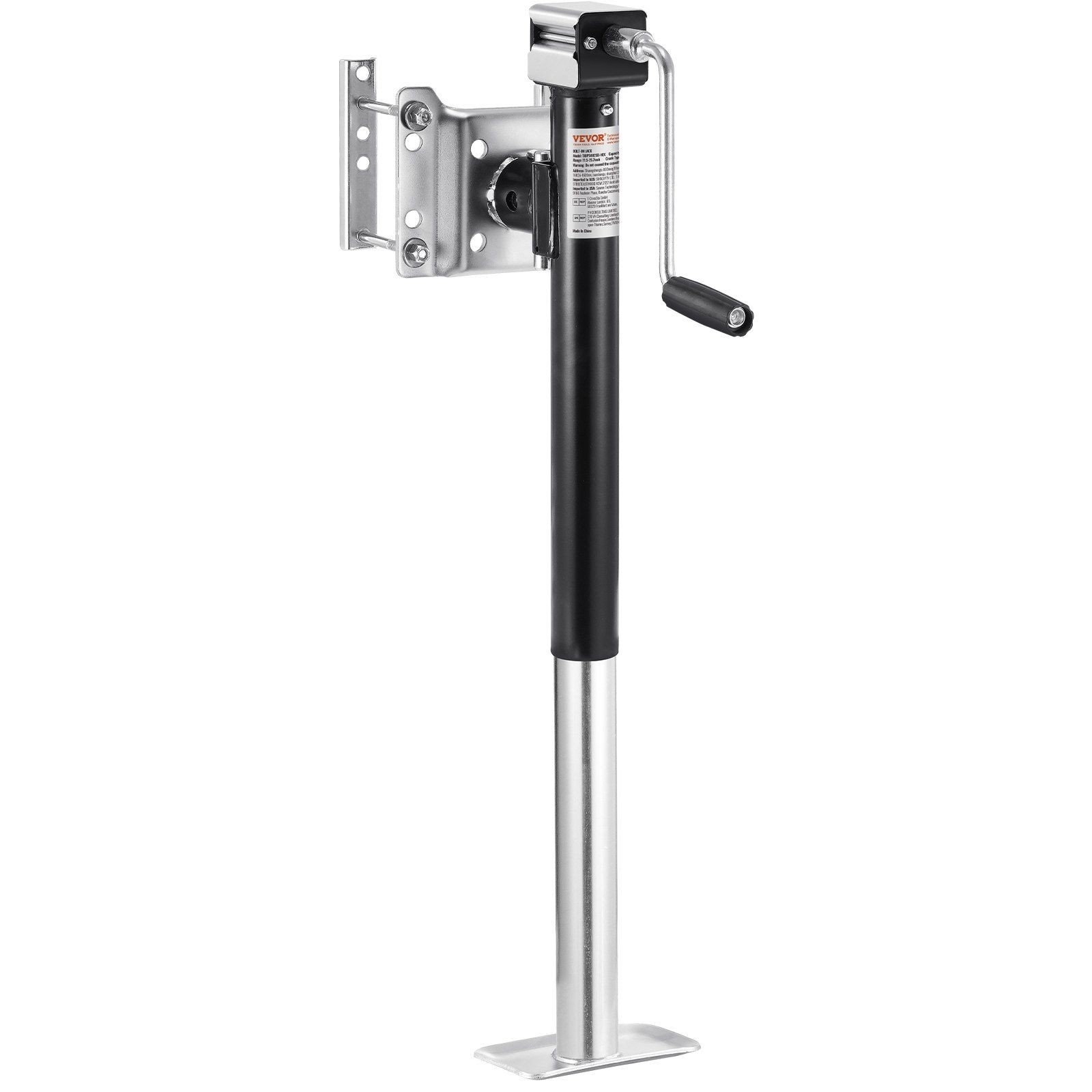 Galvanized Trailer Jack 5000lb, 14.3in Travel, Swivel Mount