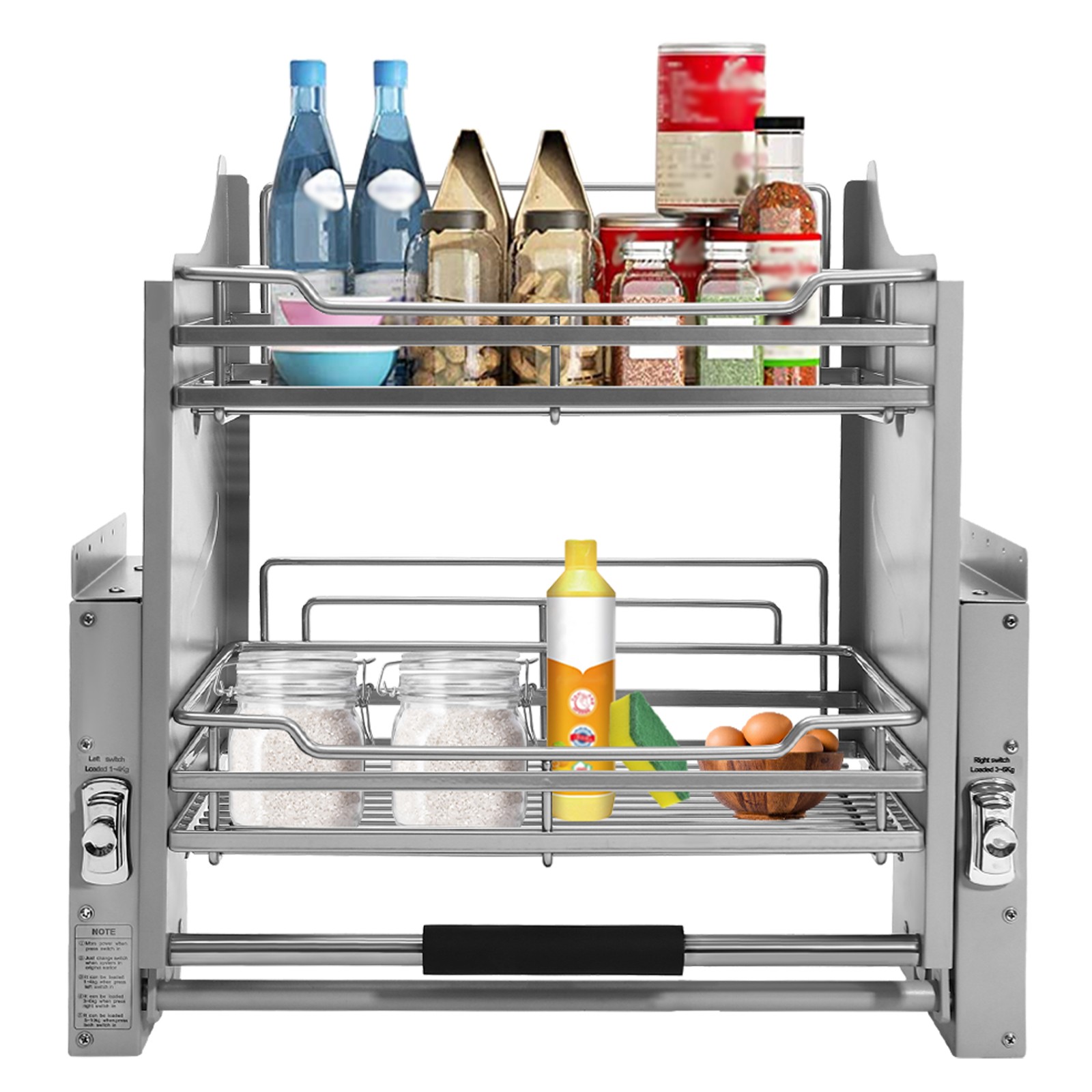 Kitchen Pull Down Shelf Upper Cabinet 2-Tier Pull Down Cabinet Organizer RackUS