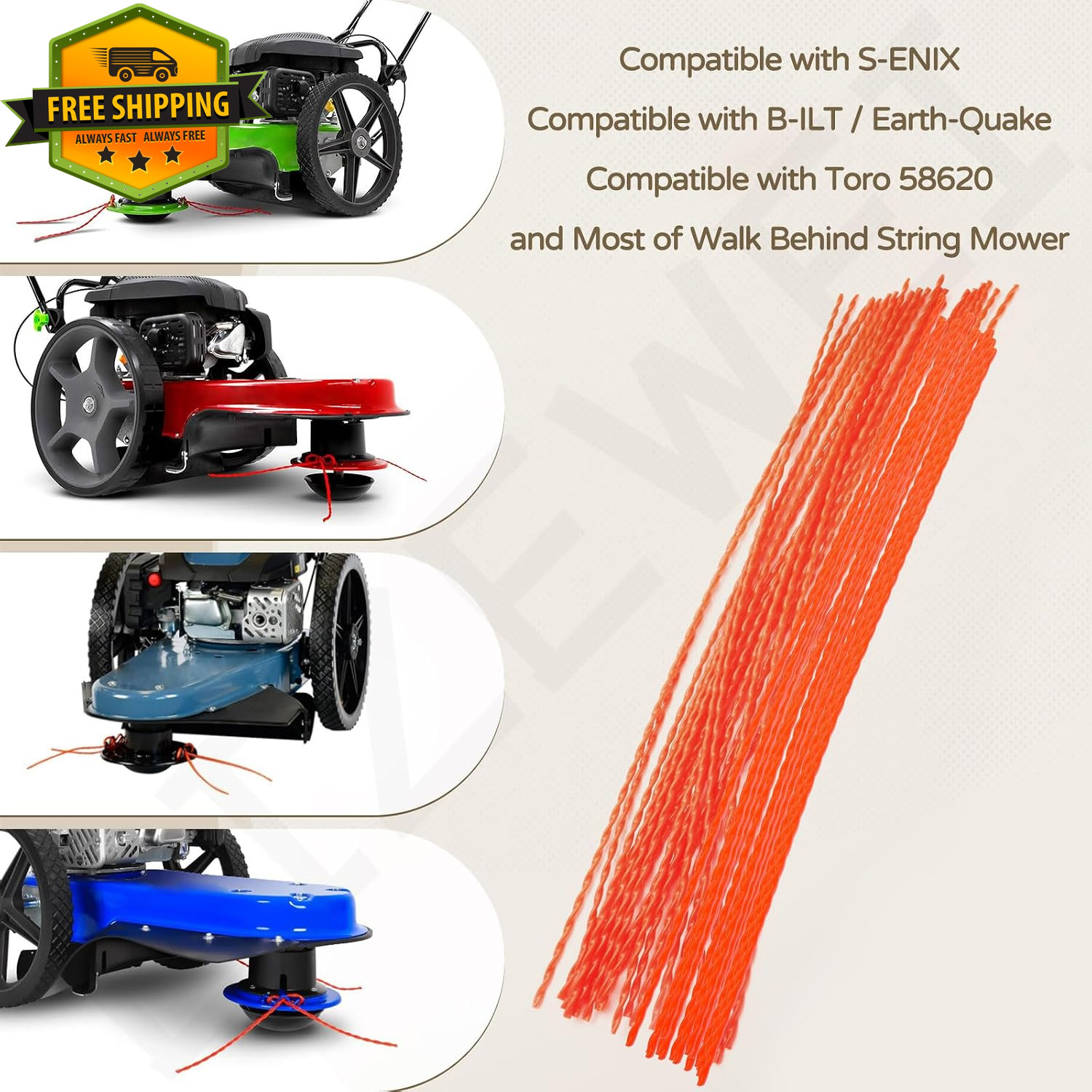 45Pcs Universal Walk Behind String Trimmer Line 21.25in .155 for Toro 58620