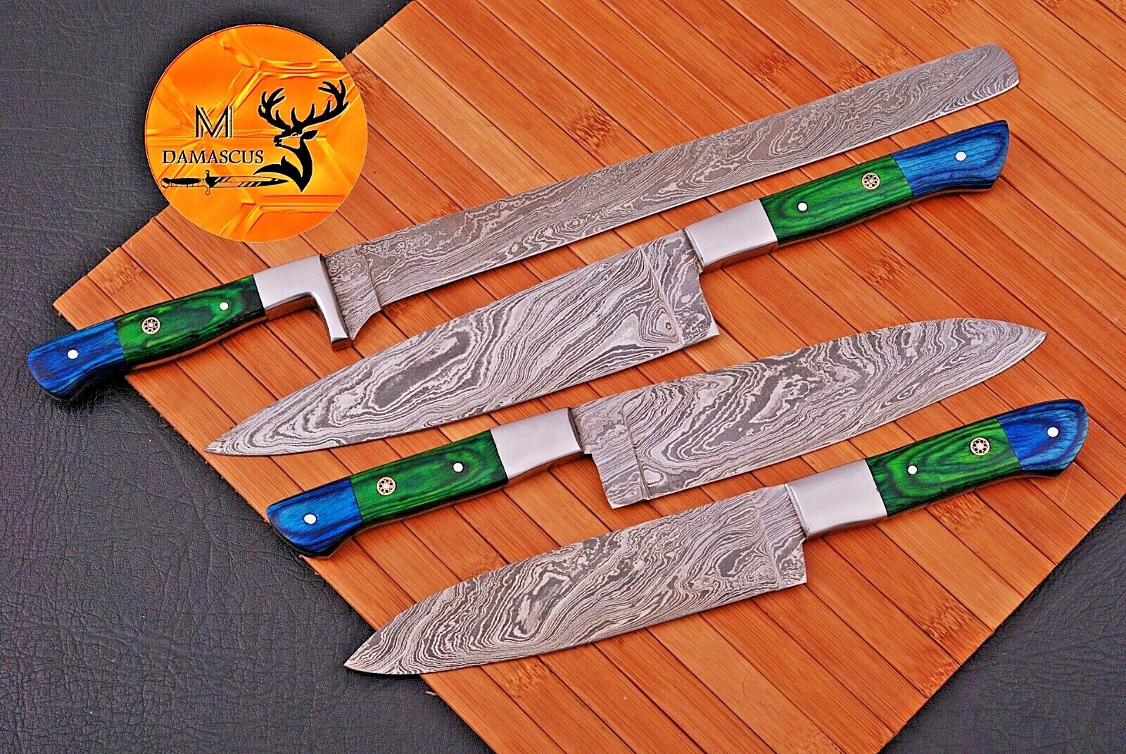 Custom Handmade CHEF KNIFE Set Kitchen Knives Cutlery Forged Damascus Steel 1232