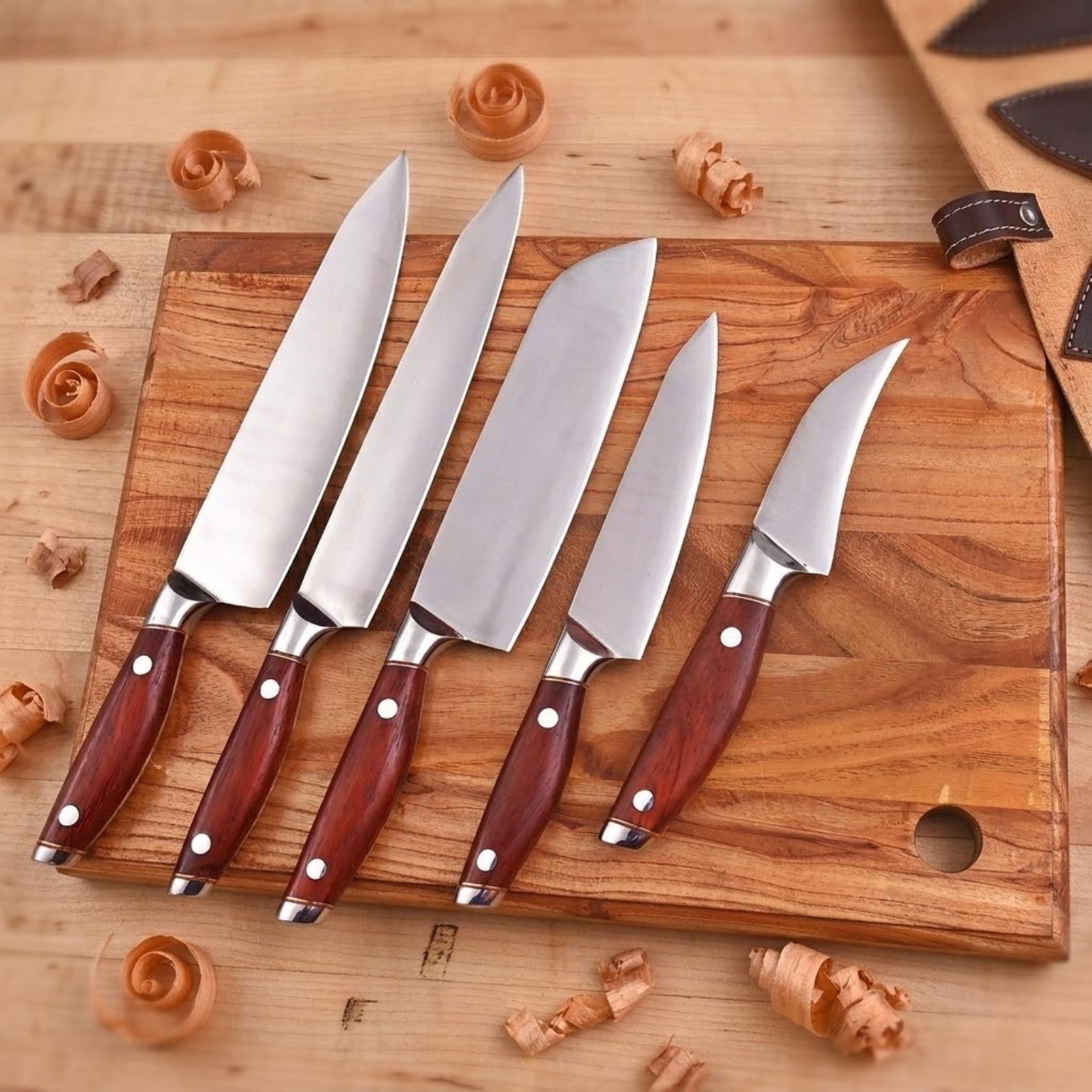 Professional Kitchen Knife Set 5pc J2 Stainless SteelBlade Chef Nakiri Boning