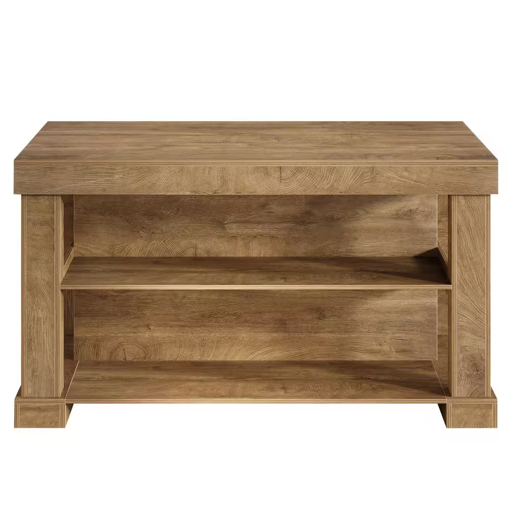 Kearsten Rectangle Brown 35.43 In. Corner Bar Home Table Storage 3-Tier Bar Cabi