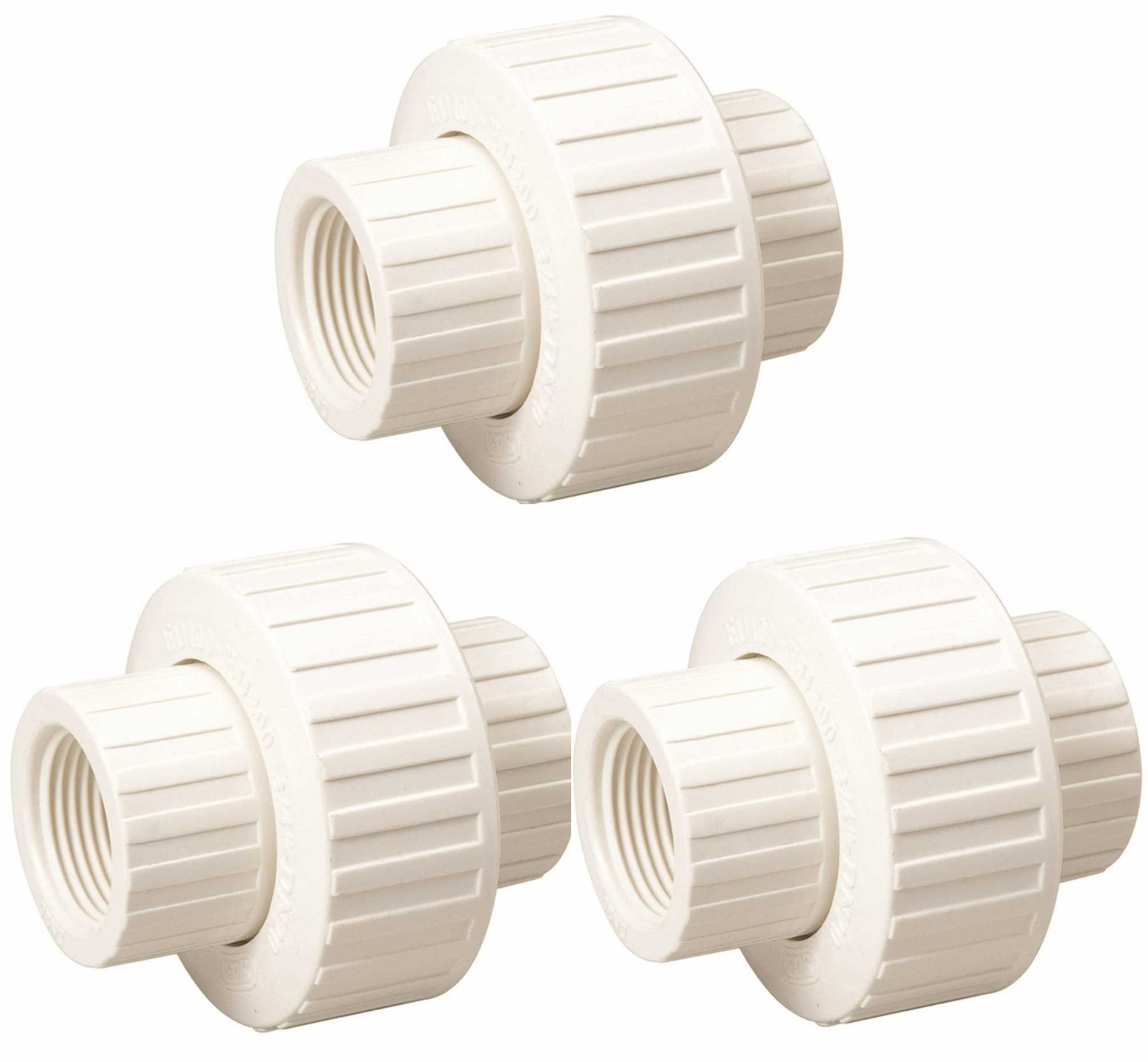 Lot Of 3 1/2″ PVC White Union 164-133HC Threaded Union Schedule 40 & 80 150PSI