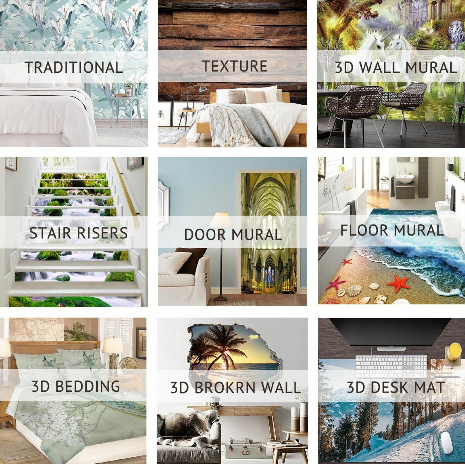3D Gold Pattern PKE2780 Floor WallPaper Murals Wallpaper Mural Print Bea