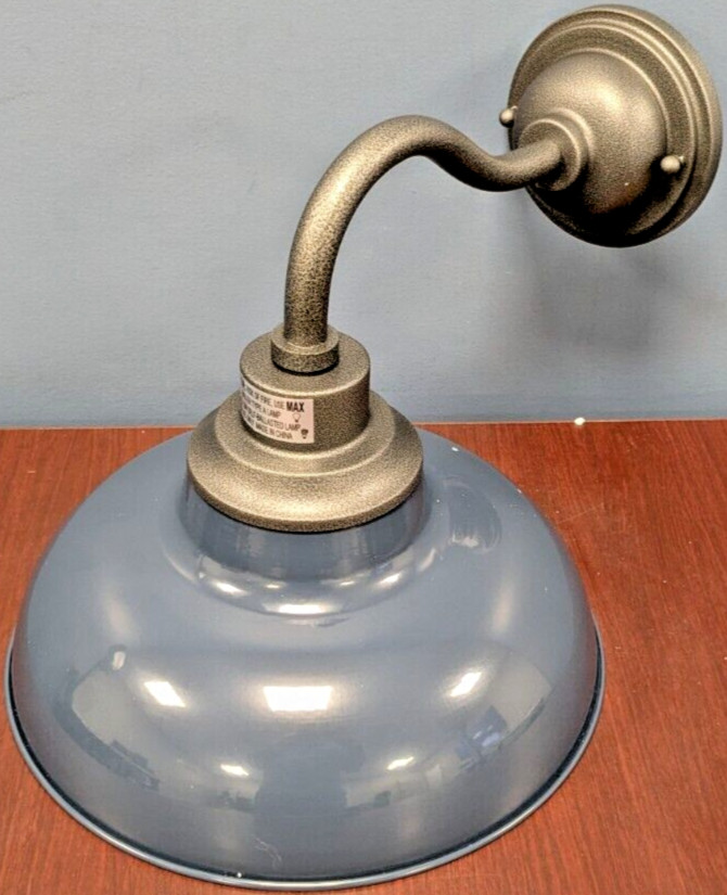 TRANS GLOBE 1-LAMP GOOSENECK WALL SCONCE OUTDOOR LIGHT FIXTURE BLUE GRAY E26 60W