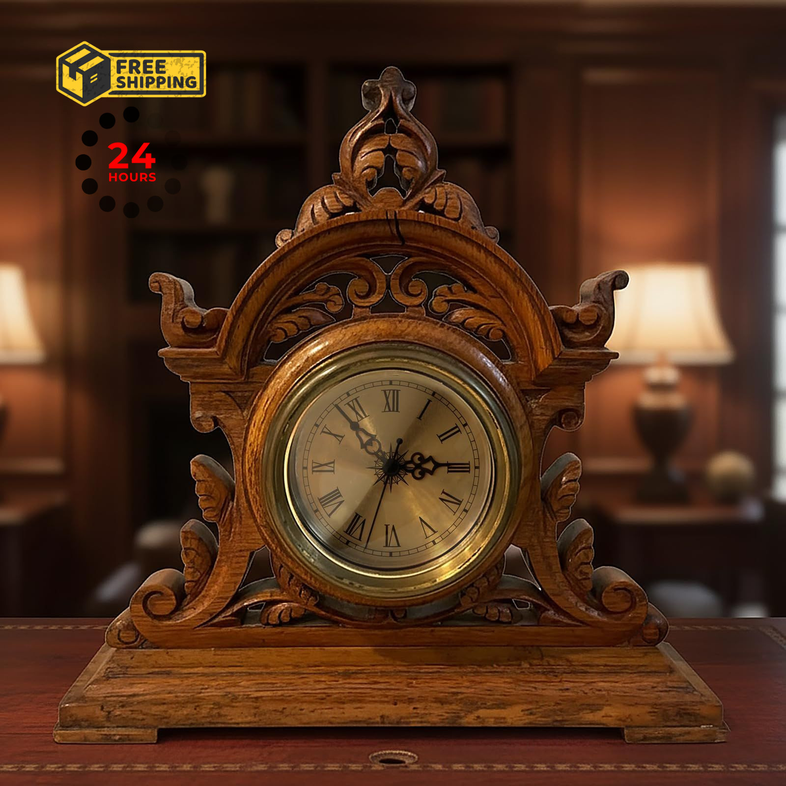 KH866 4.25 Inch Clock Insert (108mm) – Quartz Gold Trim Roman Large,