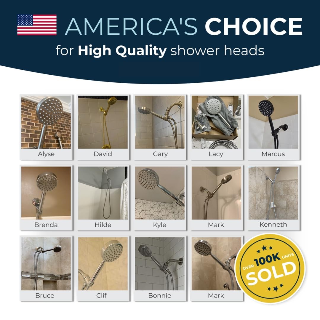 HammerHead Showers® Solid Metal Handheld Shower Head 2.5 GPM, Brushed Nickel