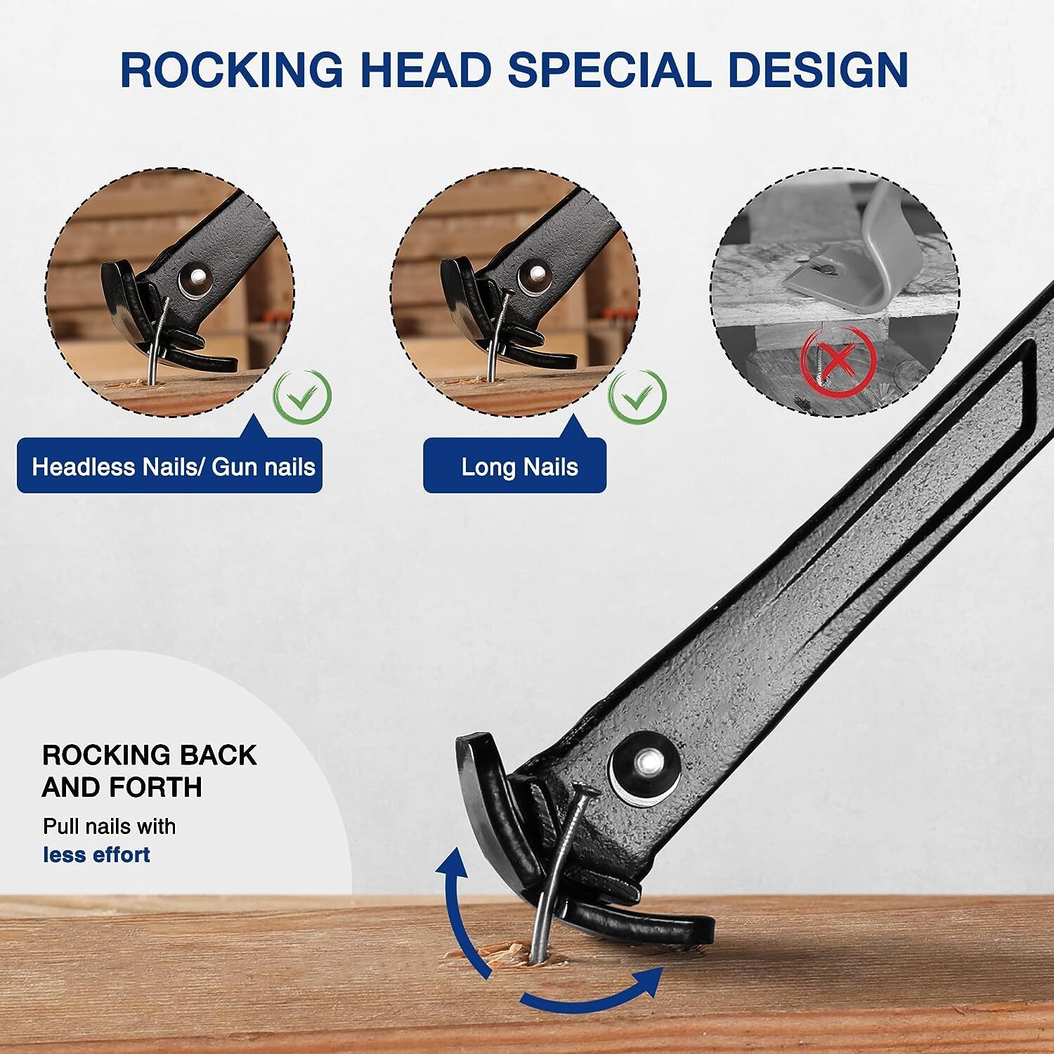 WORKPRO 13″ Nail Puller, Cats Paw Pry Bar with Cats Paw and Rocking Nail Puller