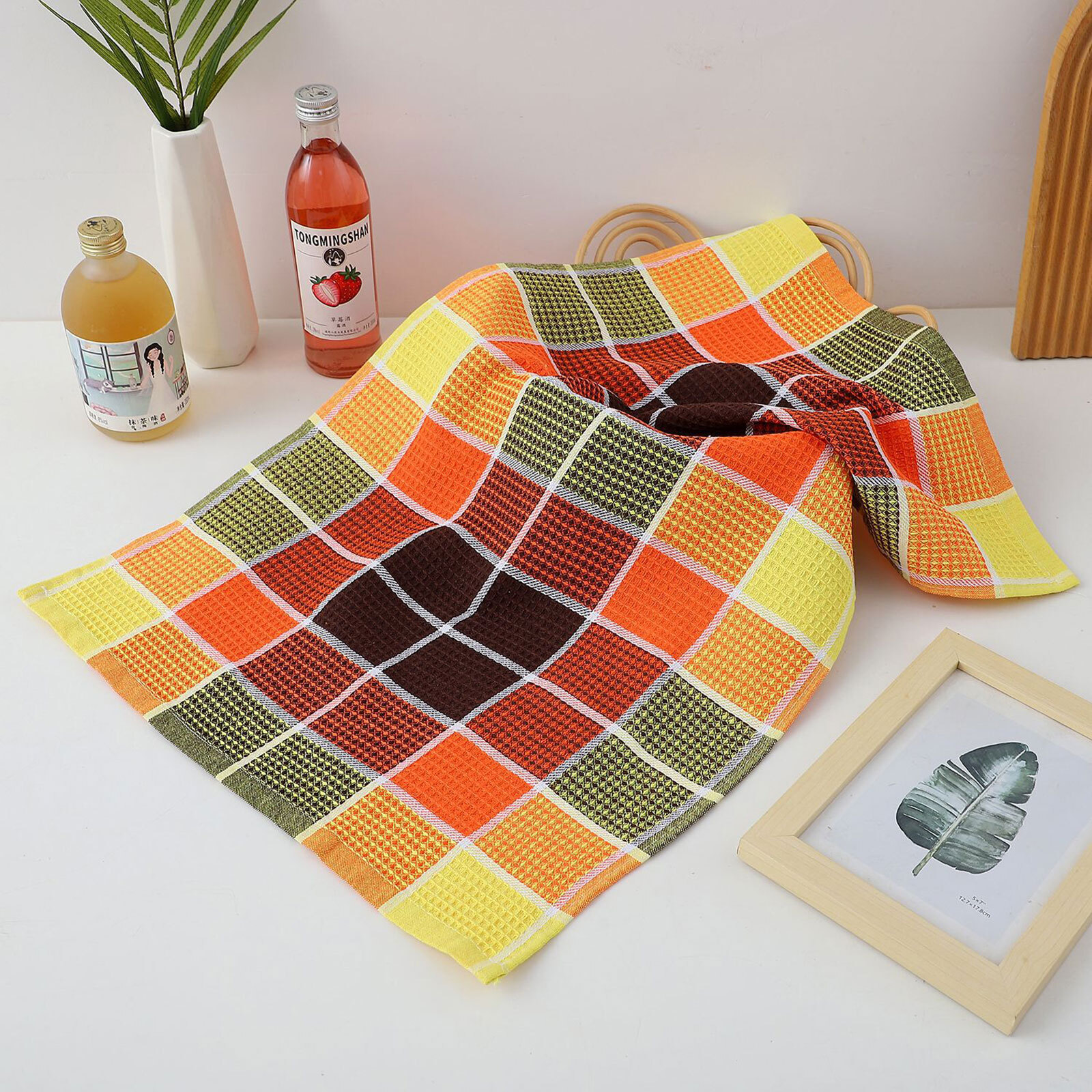 4pcs Kitchen Dish Towels, Absorbent Cotton Dishcloths Rags Tea Towel Wash Cloths
