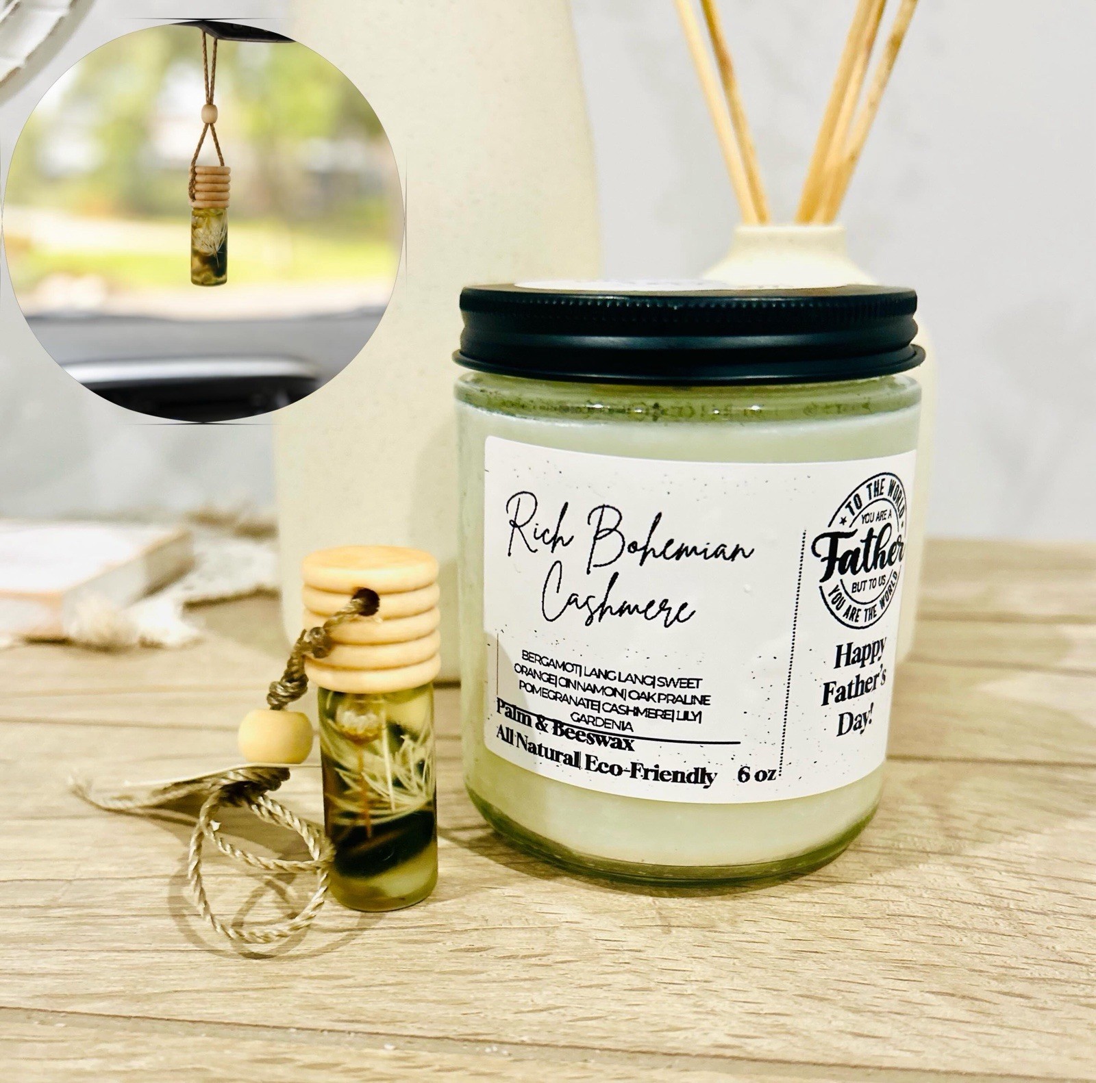 Rich Bohemian Cashmere-Aromatherapy Candle. 6 Oz | Palm|Beeswax