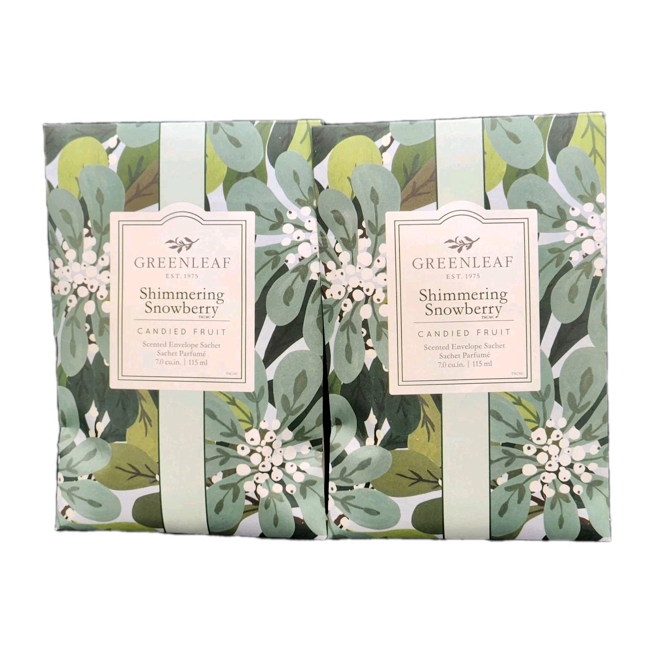 Greenleaf Shimmering Snowberry Scented Sachets lot of 2 large singles new