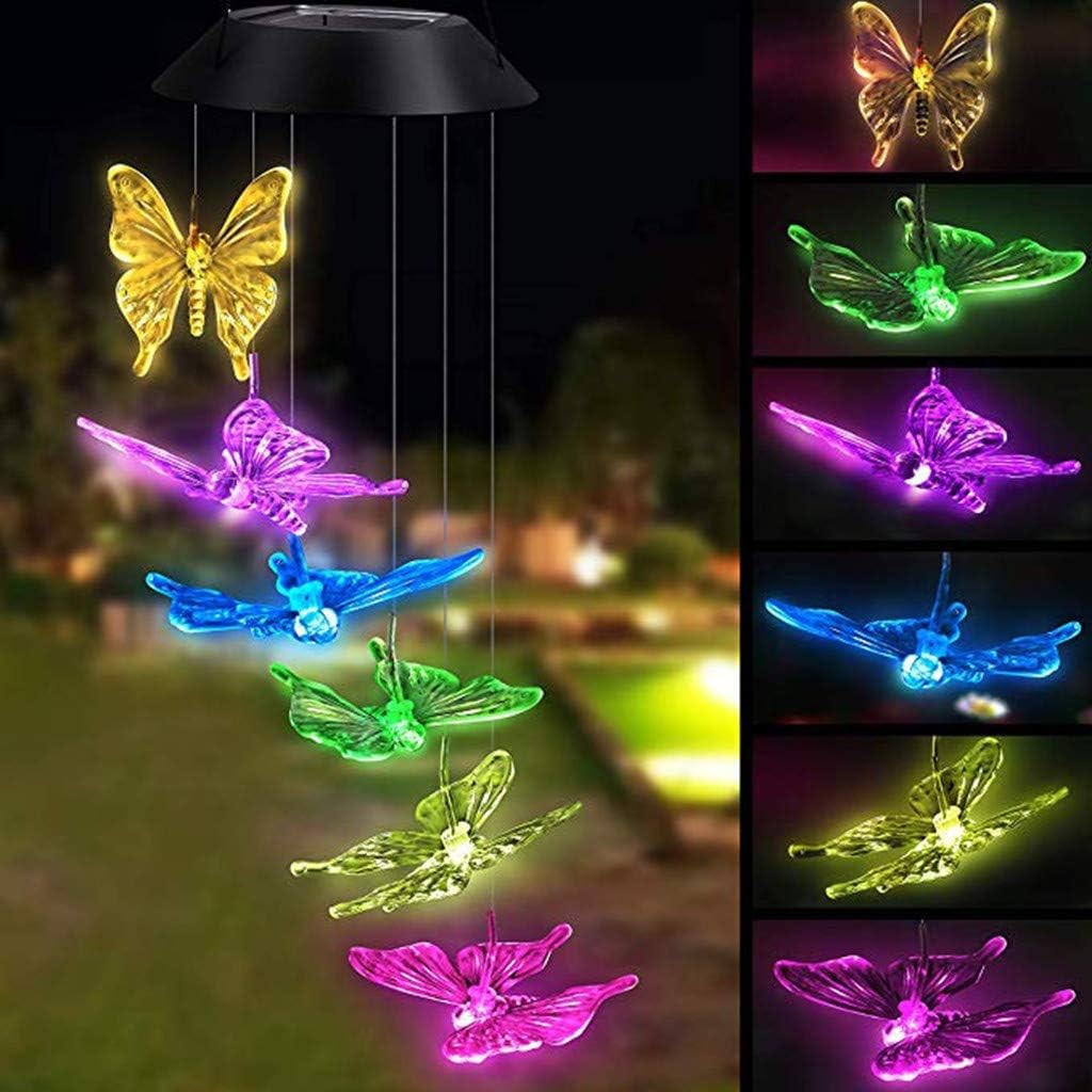 Solar Powered LED Light Decor Wind Chimes Garden Hanging Colour Changing Outdoor