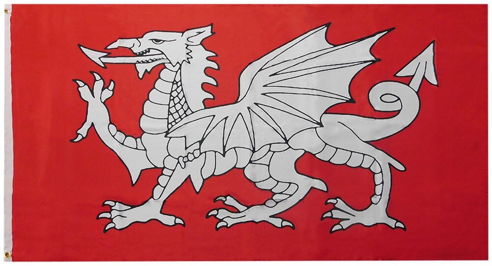 3×5 British White Dragon English Red 100D Woven Poly Nylon 3’x5′ Flag Banner
