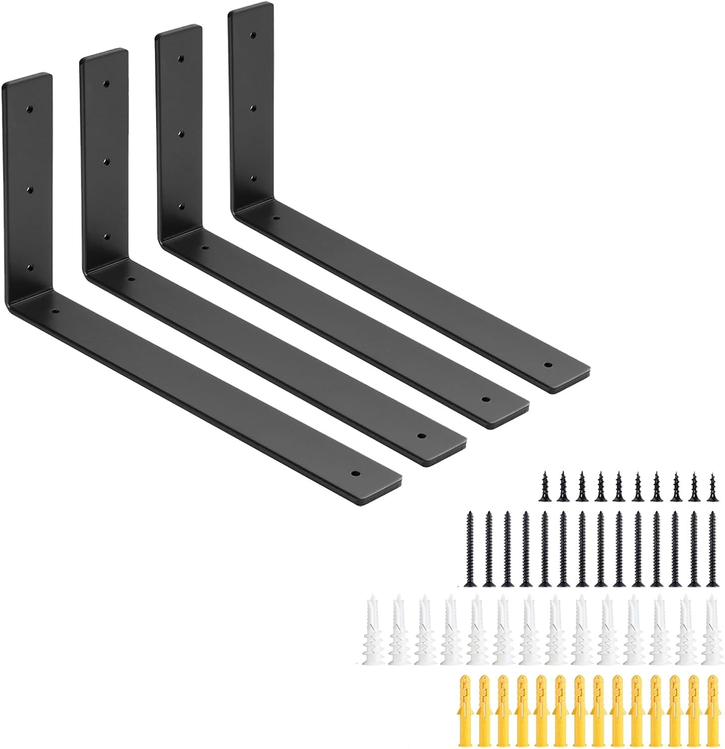 4 Pack 12 Inch Heavy Duty Floating Shelf Brackets 0.2″ Steel 160 lbs Capacity