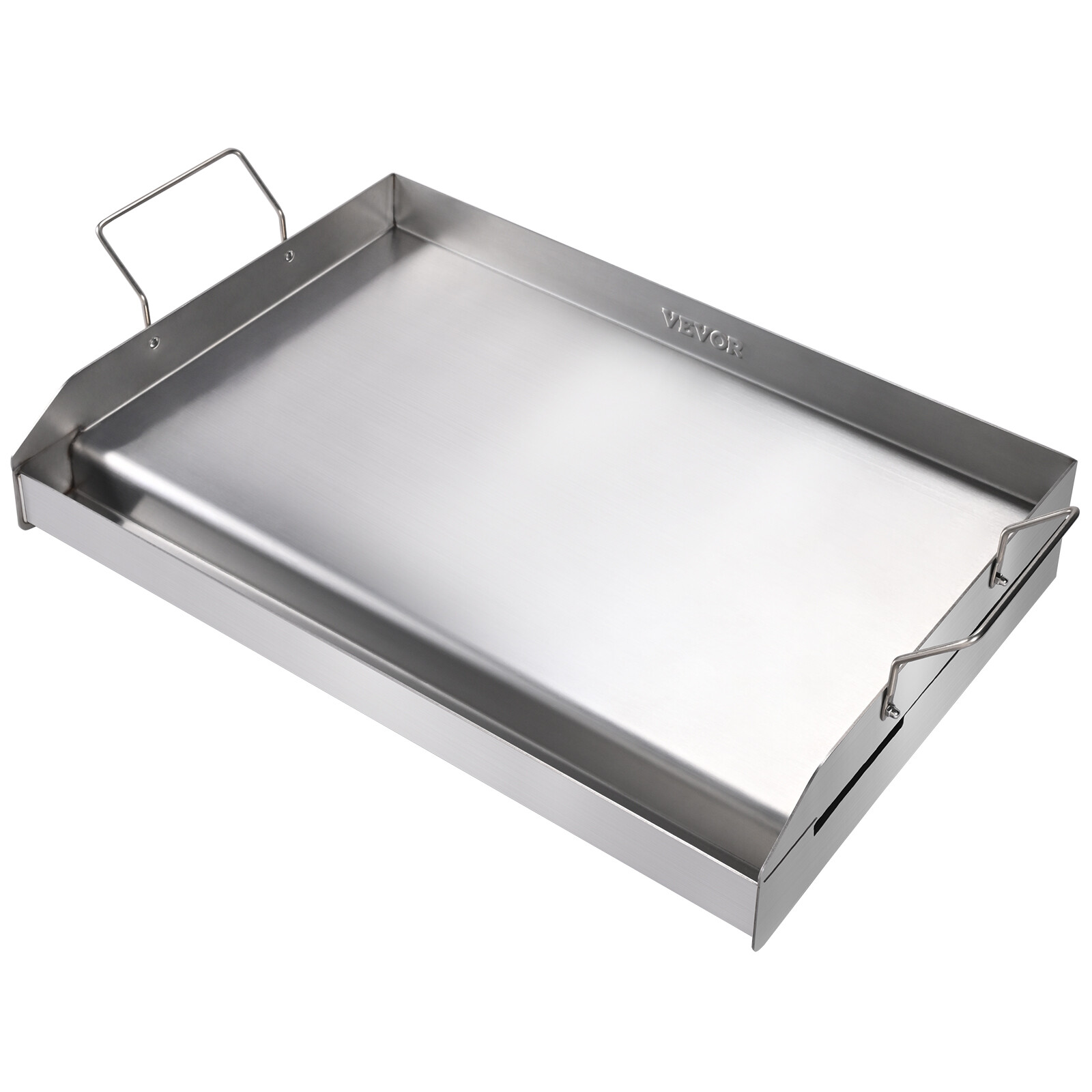 VEVOR 23.5″x16″ Flat Top Griddle Stainless Steel BBQ Gas Grill 2 Burners Silver