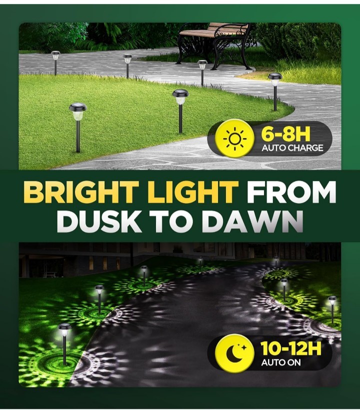 Solar Pathway LED Lights – Super Bright (Cold White) LED 10-12 Hours – 10 Pack