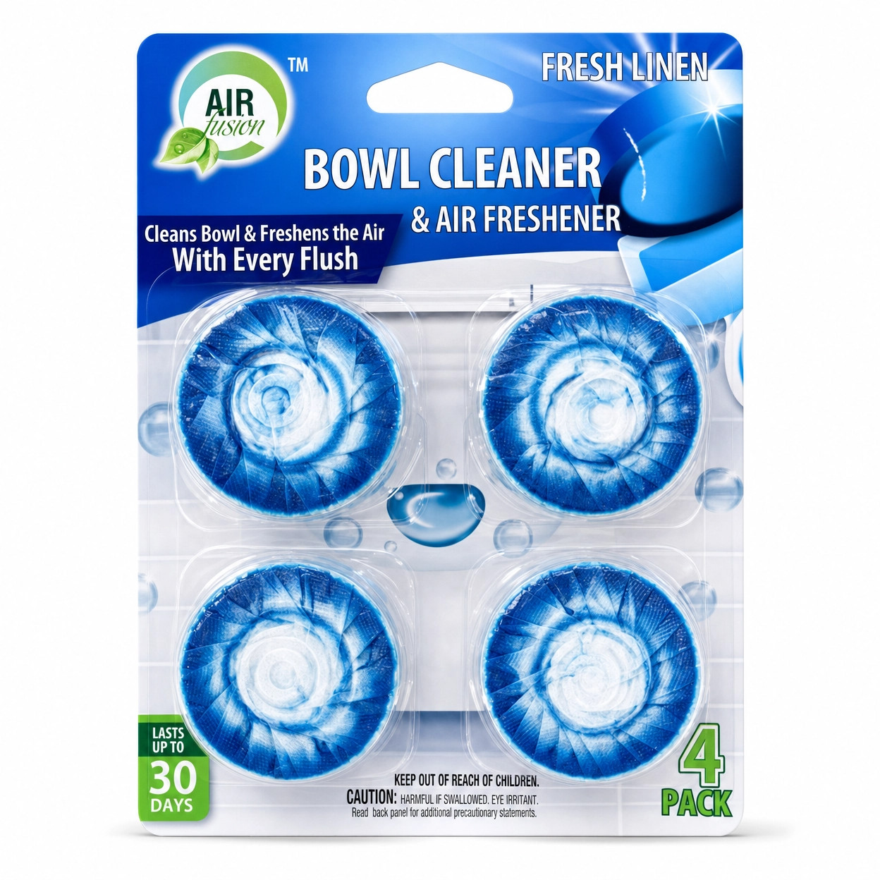 Air Fusion Toilet Bowl Cleaner Tablets 4 Pack — Pine/Lavender/Fresh Linen