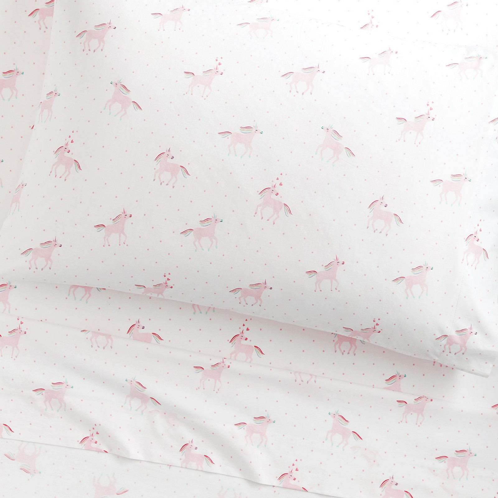 Best Seller Pottery Barn Unicorn Rainbow Organic Cotton Sheet Set Pink Twin