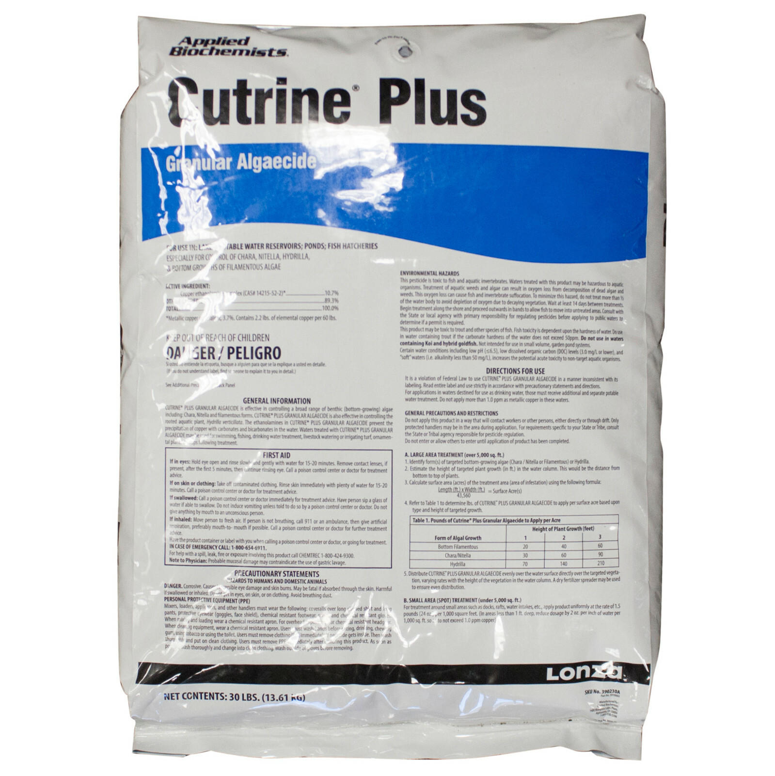 Applied Bio Chemists Cutrine Plus Granular 30 Lb -NOT FOR SALE TO: CT,MA,ME,NY