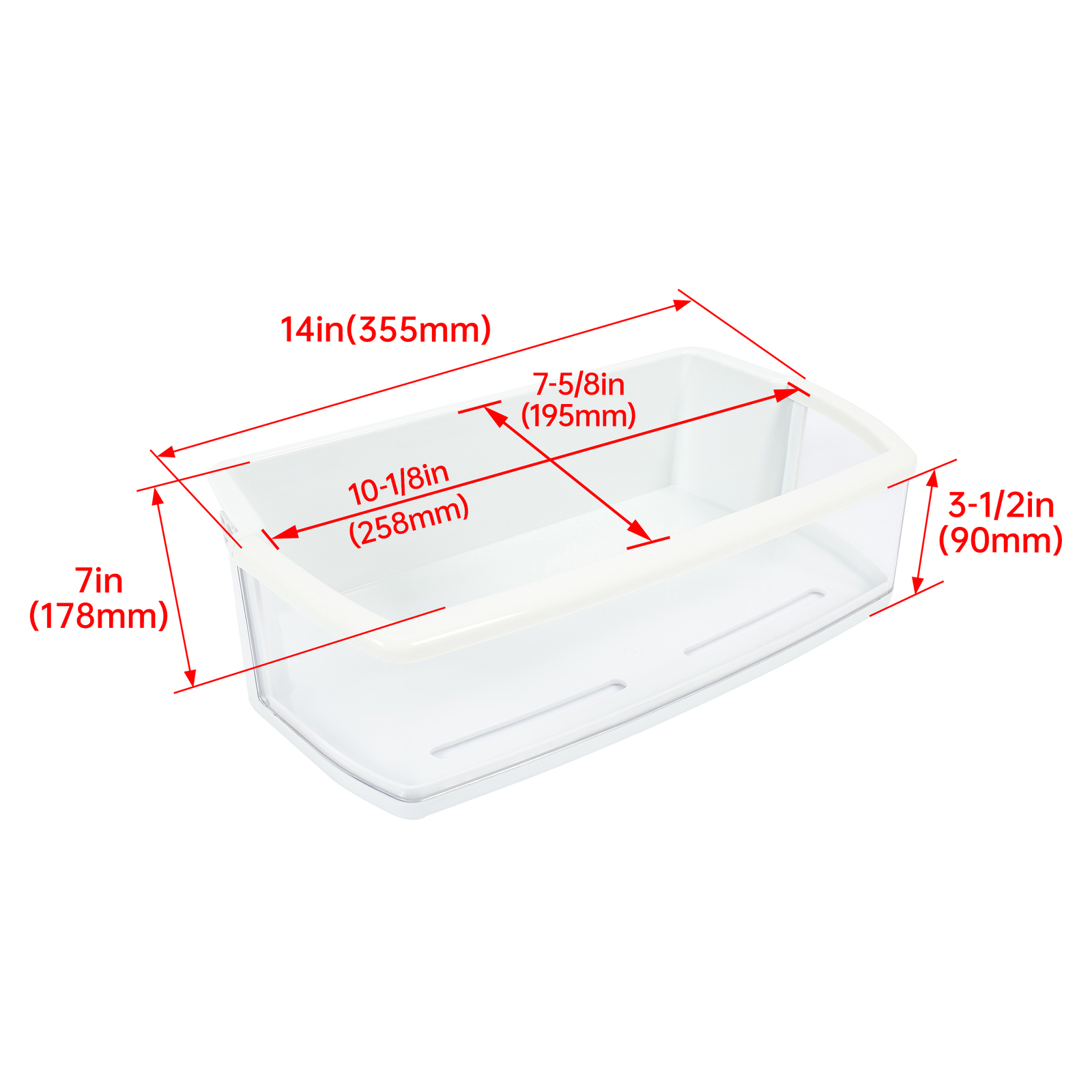 Compatible with Kenmore #AAP73631503 Refrigerator Door Bin Shelf Clear White