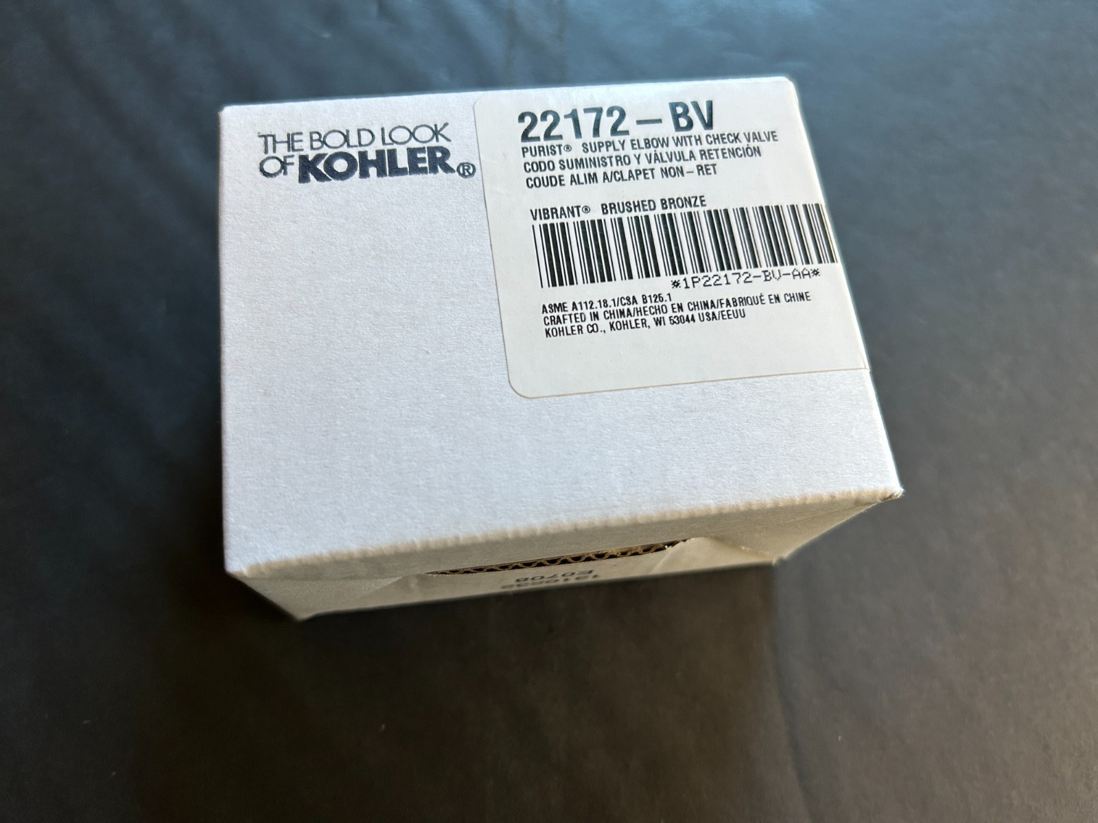 Brand New Kohler K-22172-BV Purist Wall Elbow w/Check Valve – Brushed Bronze A1