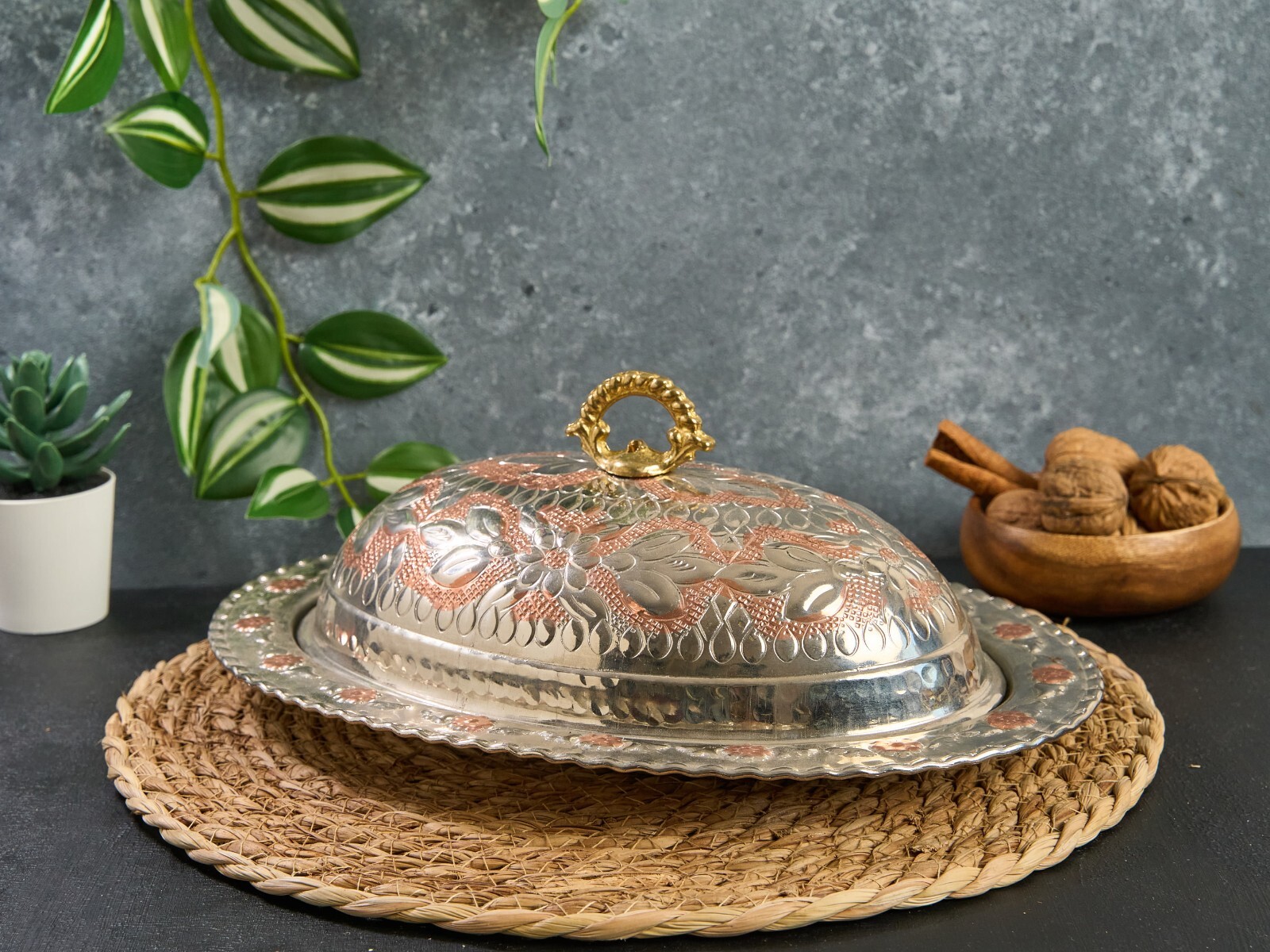 Turkish Copper Serving Plate, Serving Plater, Serving Dish, Copper Dinner Plate