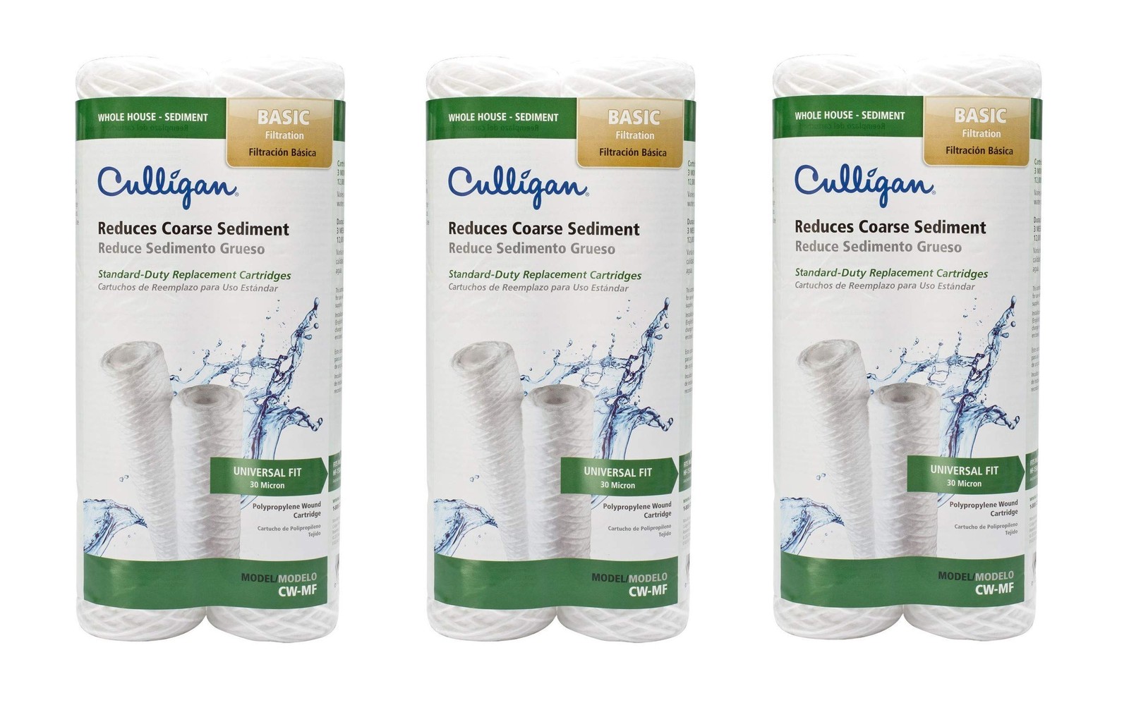 Culligan CW MF Polypropylene Water Filter Cartridge Pack of 3 Sediment Filter