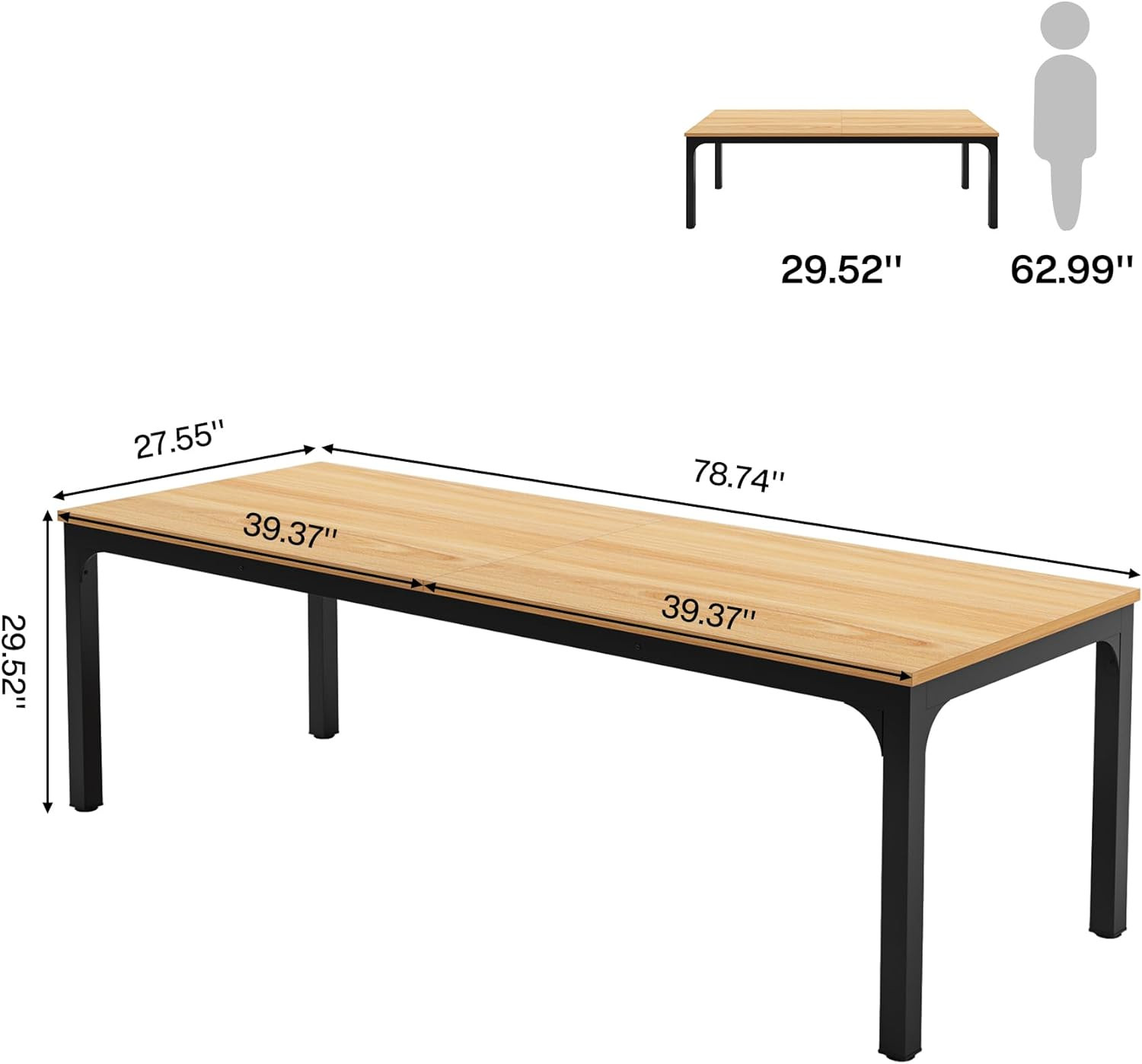 Extra Long 78.7″ Double Desk for 2, Ideal Home Office Workstation