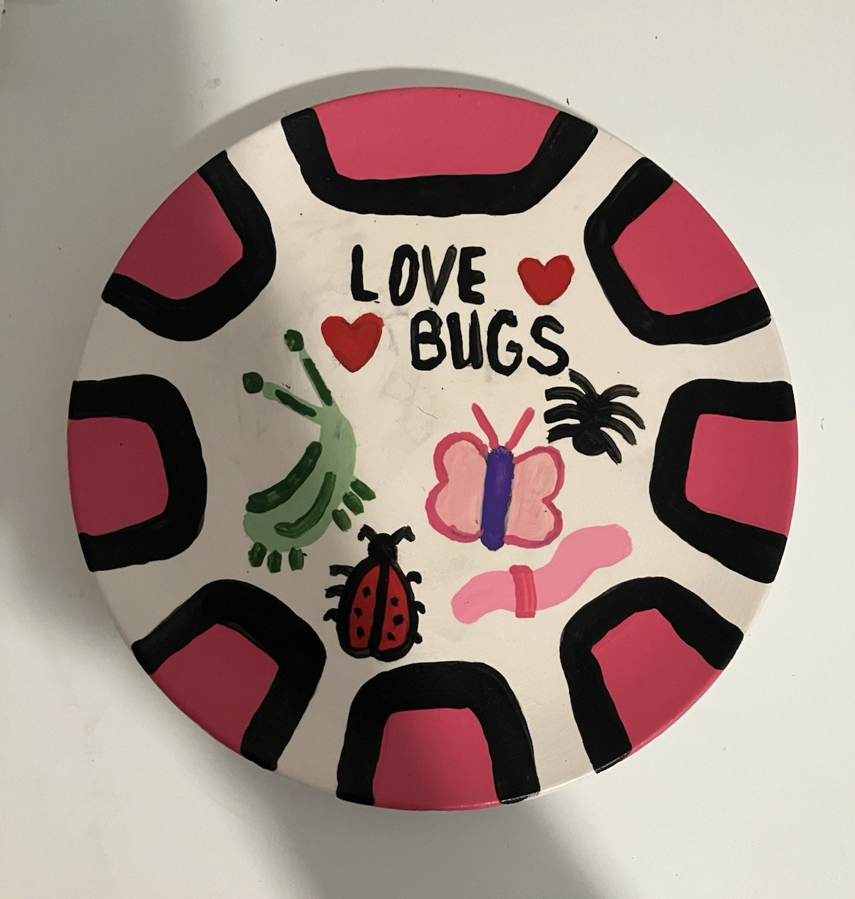 Ceramic Round Decorative Plate “Love Bugs” Novelty Bugs & Insects, Kids