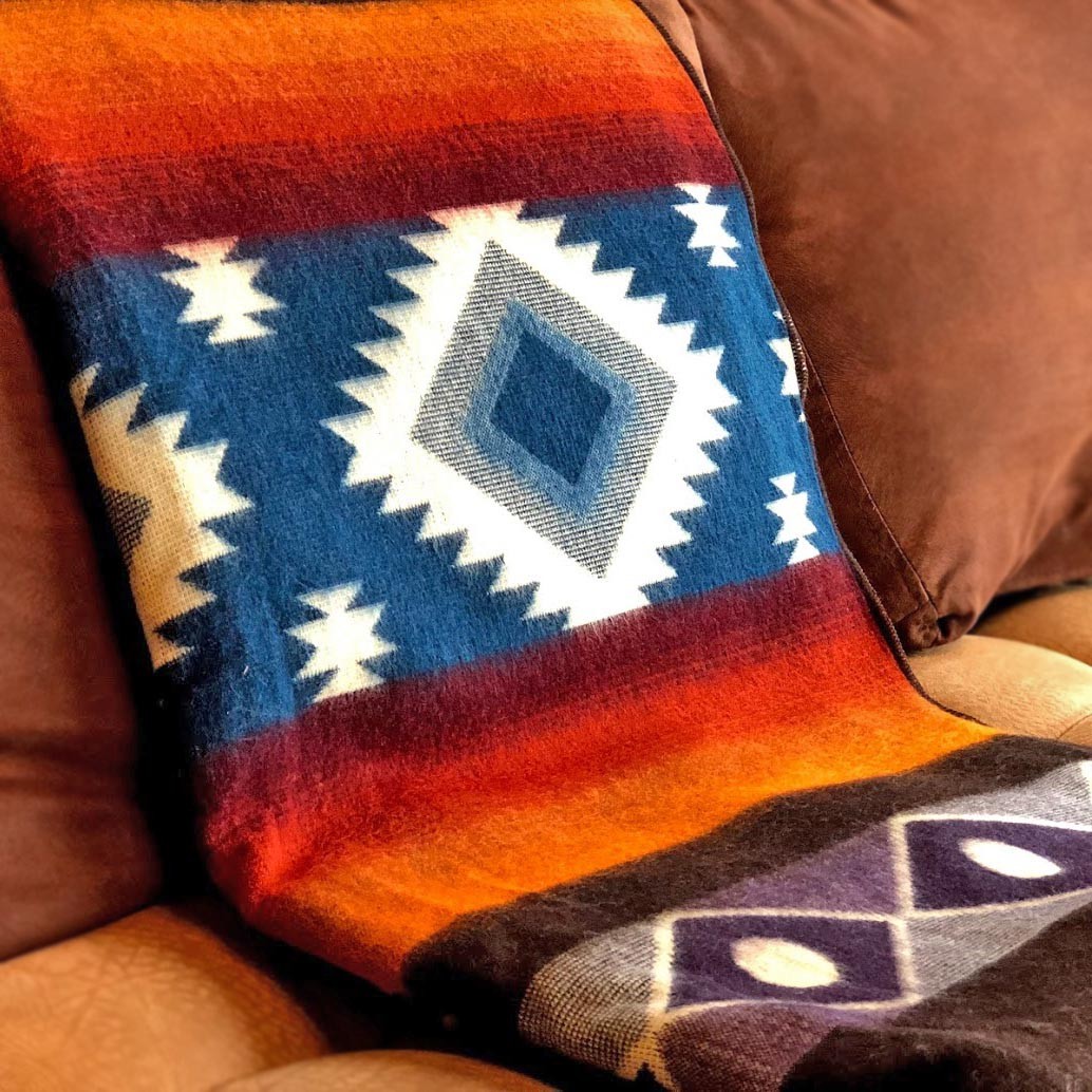 Extra Large Soft & Warm ALPACA Wool Blanket Andean Southwest Pattern 75×90 in