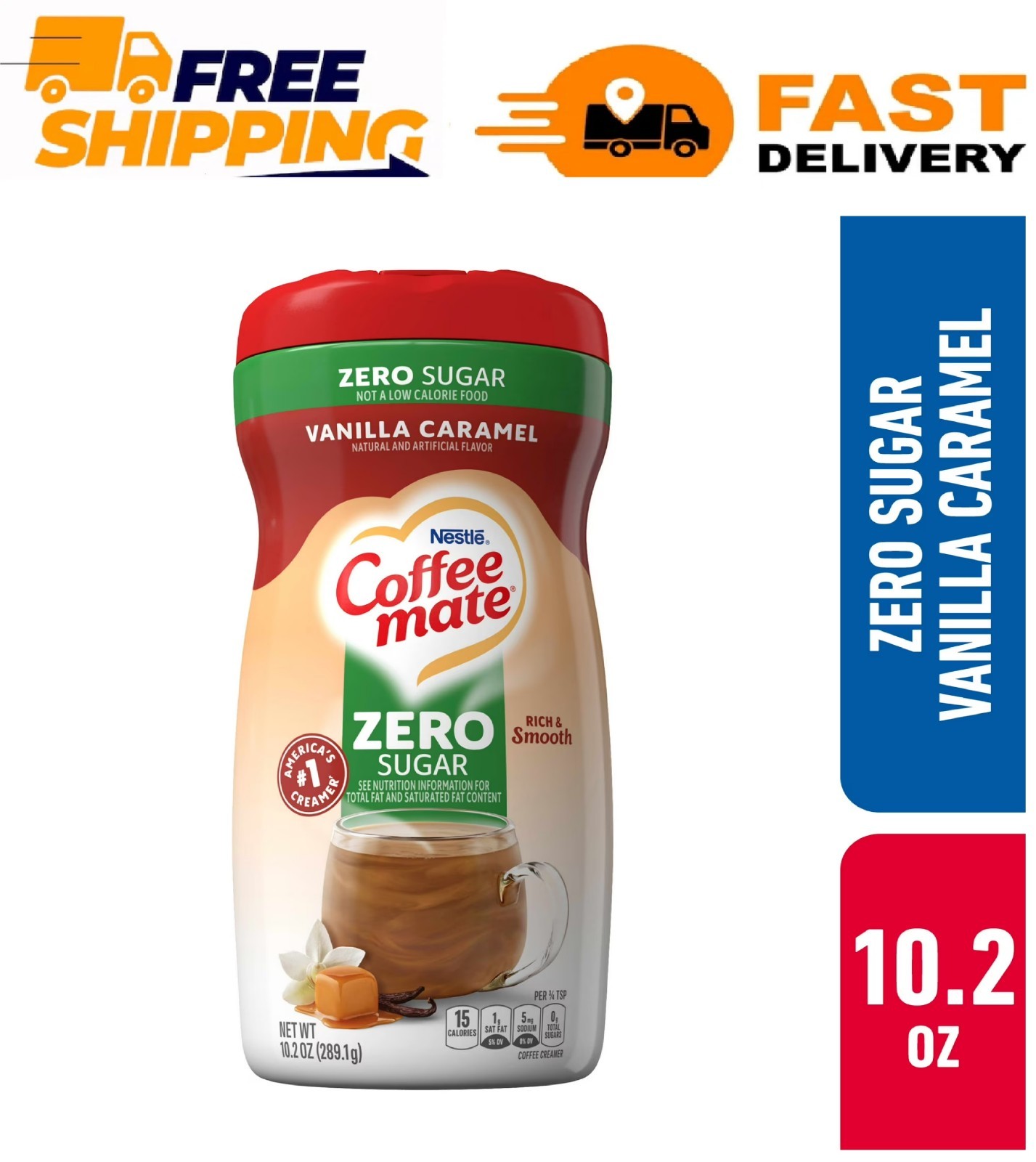 Coffee mate Vanilla Caramel Sugar-Free Powder Coffee Creamer, 10.2 oz