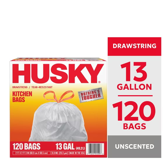 13 Gallon Tall Kitchen Drawstring Bags, 120 Bags