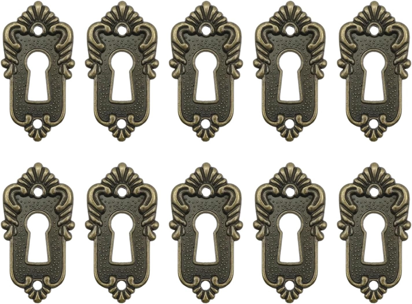10 Pcs Lock Keyhole Cover Plate Brass Decorative Keyhole Insert 1-4/5″L X 1″W Ke