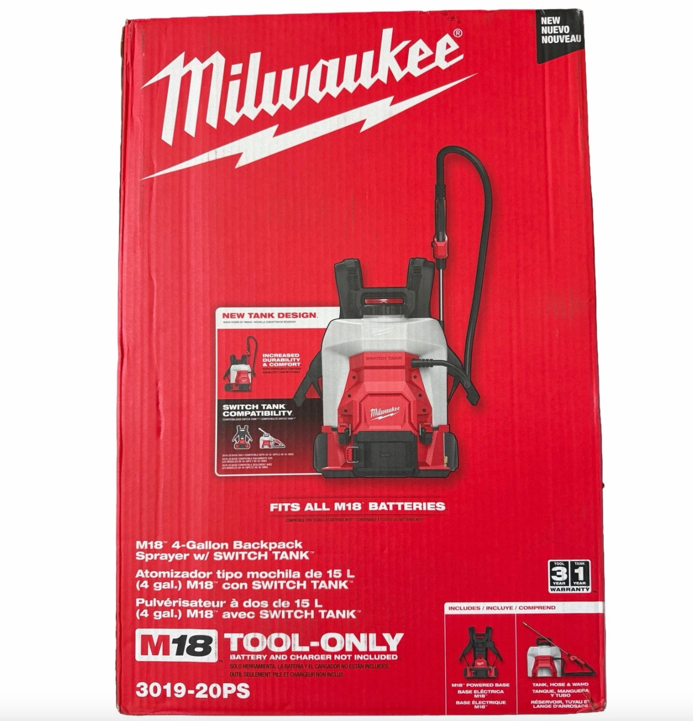 Milwaukee 3019-20PS M18 4-Gallon Backpack Sprayer Switch Tank SAME DAY SHIPPING