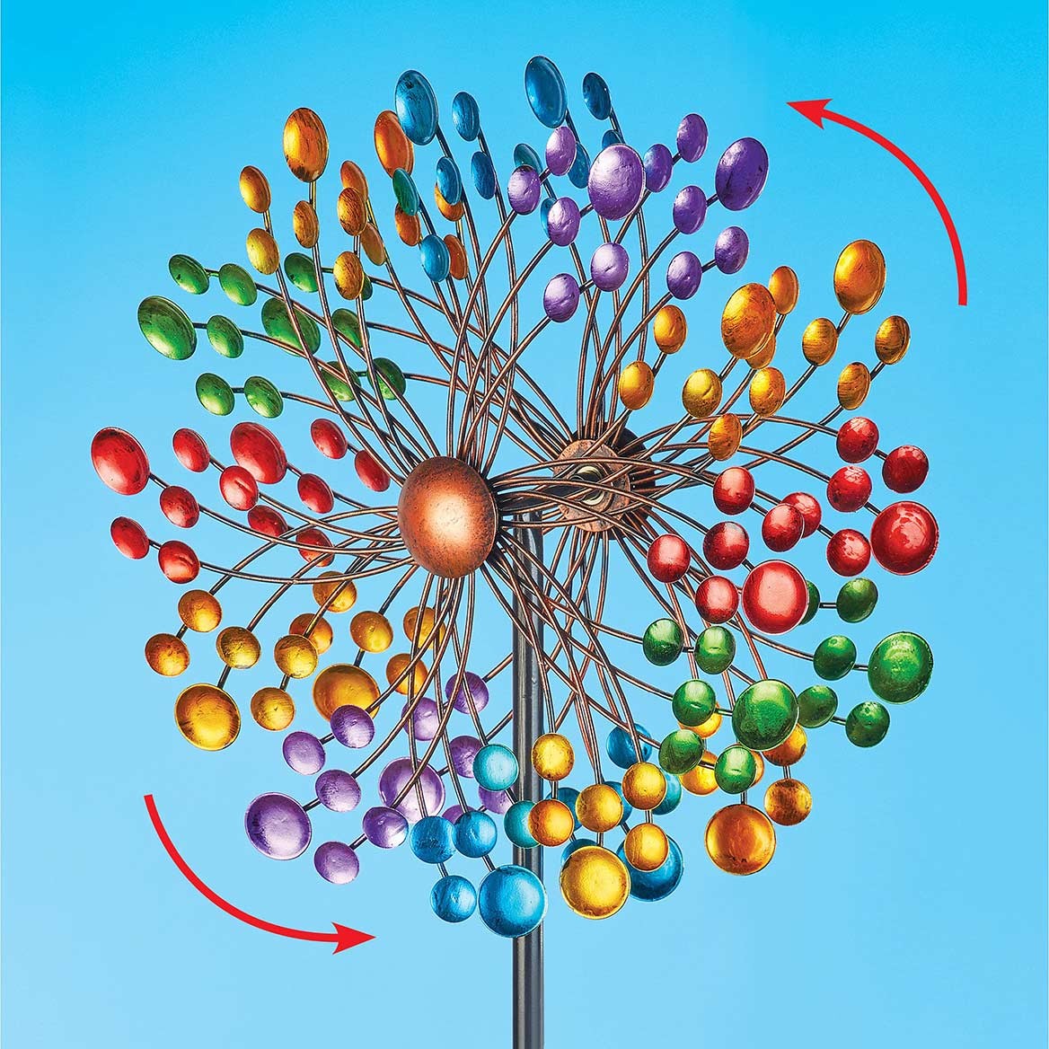 Collections Etc Vibrant Double-Sided Rainbow Colored Spinner with Stake – Season