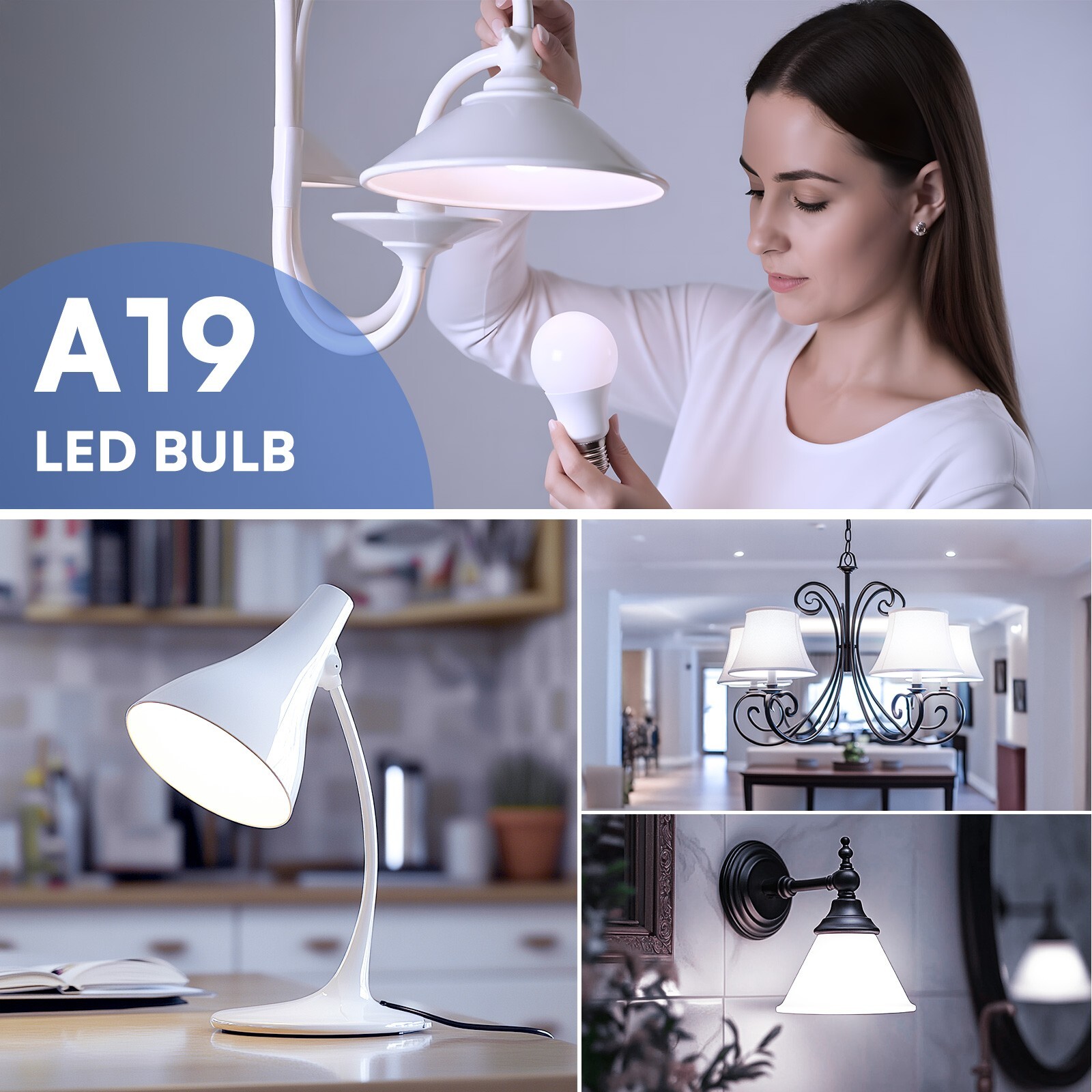 12 Pack A19 100W Equivalent Light Bulbs 1500LM 5000K Daylight E26 Non-Dimmable