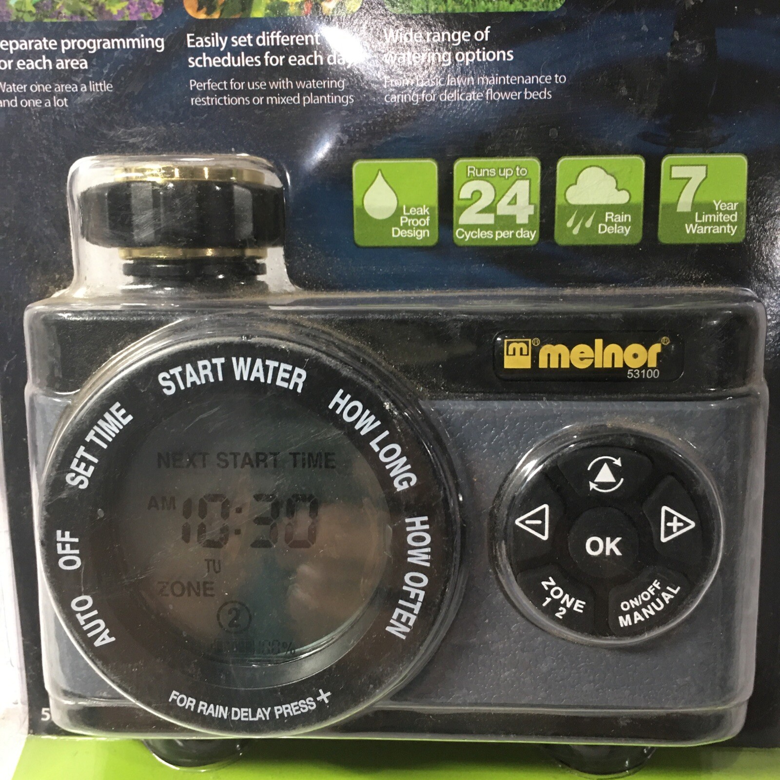 Melnor HydroLogic Advanced Two-Zone Electronic Water Timer. 53100. New!