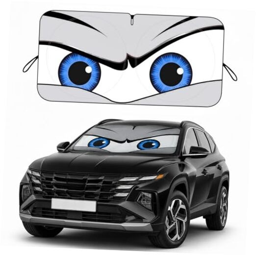 Windshield Sun Shade for SUV, 63 x 31.5 Foldable Front Medium Gray Angry Eyes